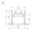 Профиль LINIA25-F-2000 ANOD  (Arlight, Алюминий) 053805