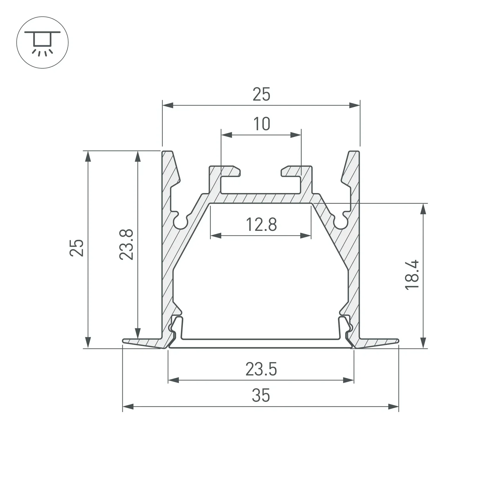 Профиль LINIA25-F-2000 ANOD  (Arlight, Алюминий) 053805