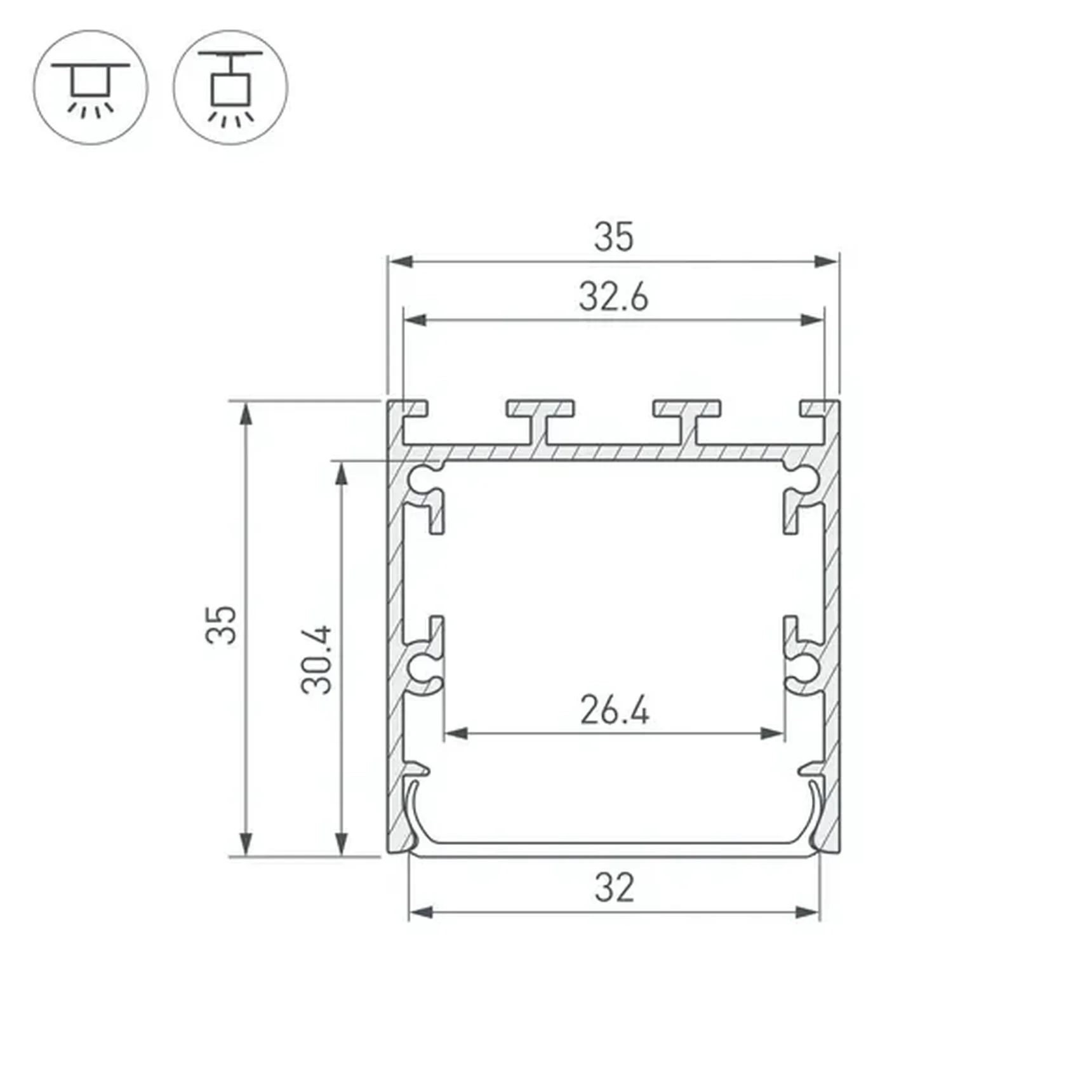 Профиль LINE-М-3535-2000 WHITE (Arlight, Алюминий) 054171