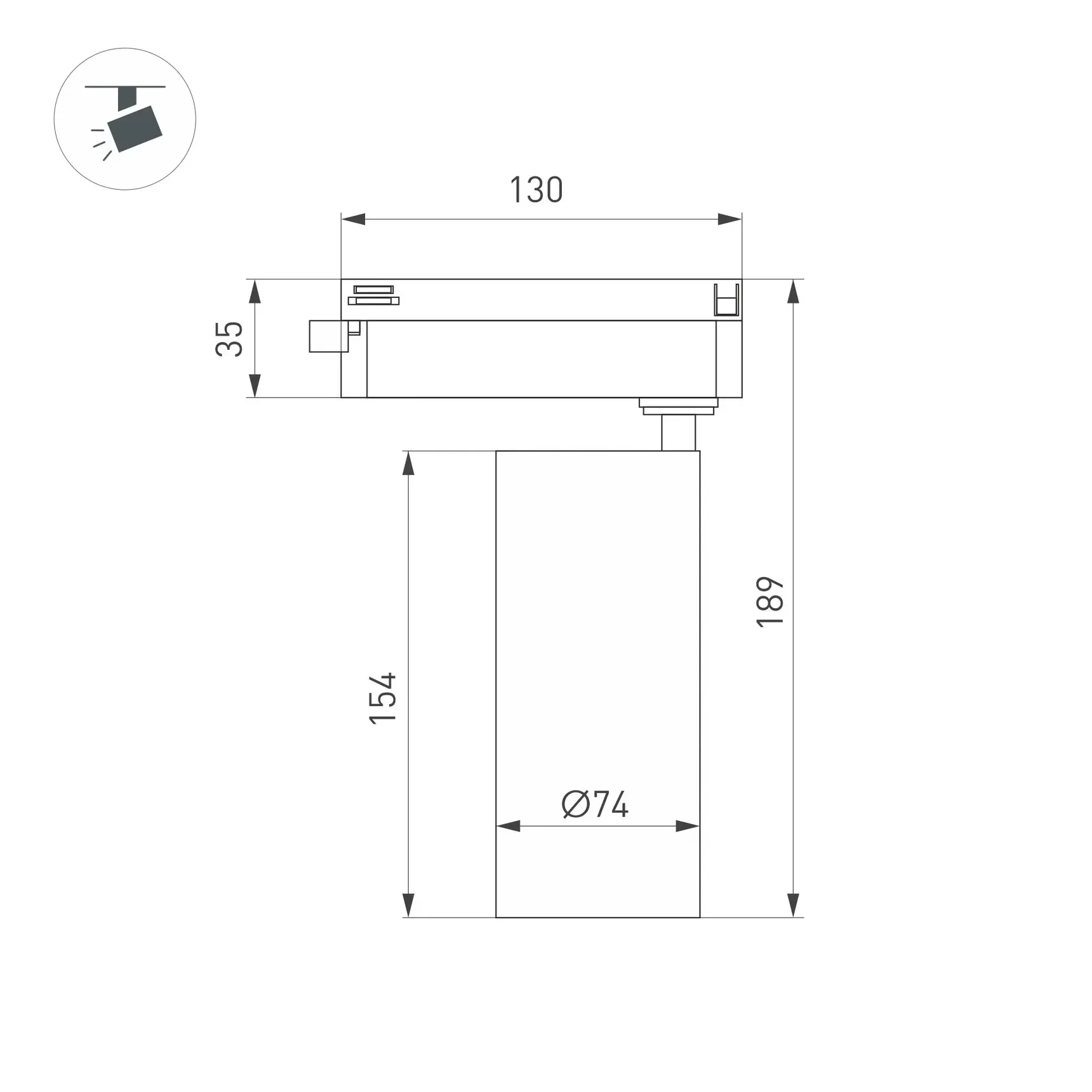 Светильник LGD-GERA-2TR-R74-20W Day4000 (BK, 55 deg, 230V) (Arlight, IP20 Металл, 5 лет) 055053