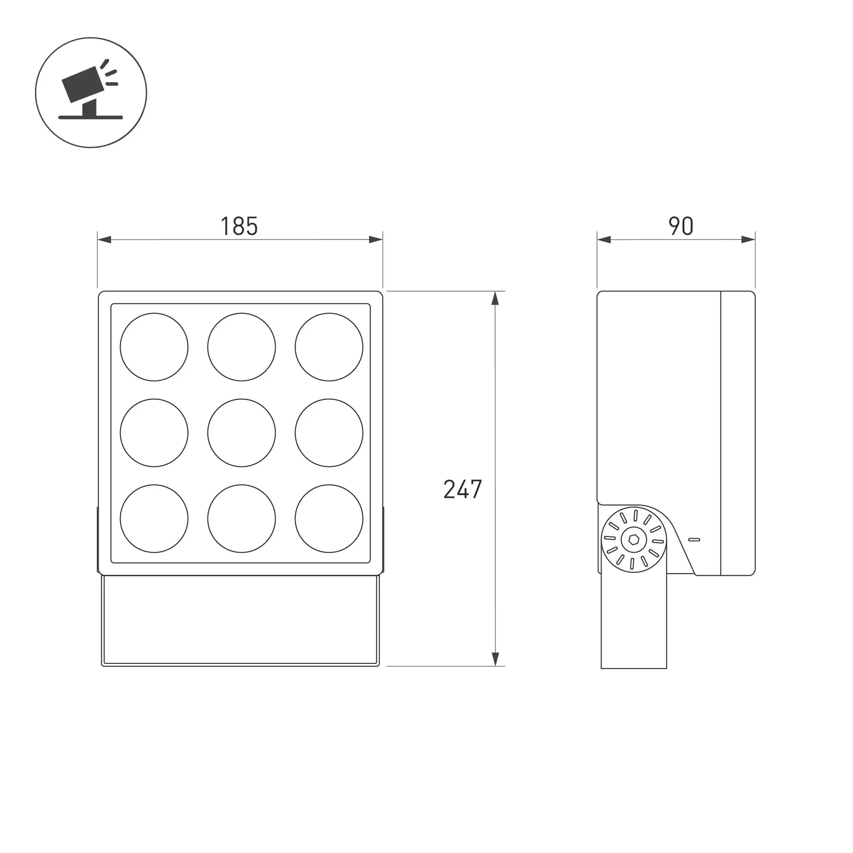 Светильник ALT-BLOCK-S185x185-36W Day4000 (GR, 60 deg, 230V) (Arlight, IP66 Металл, 3 года) 055254
