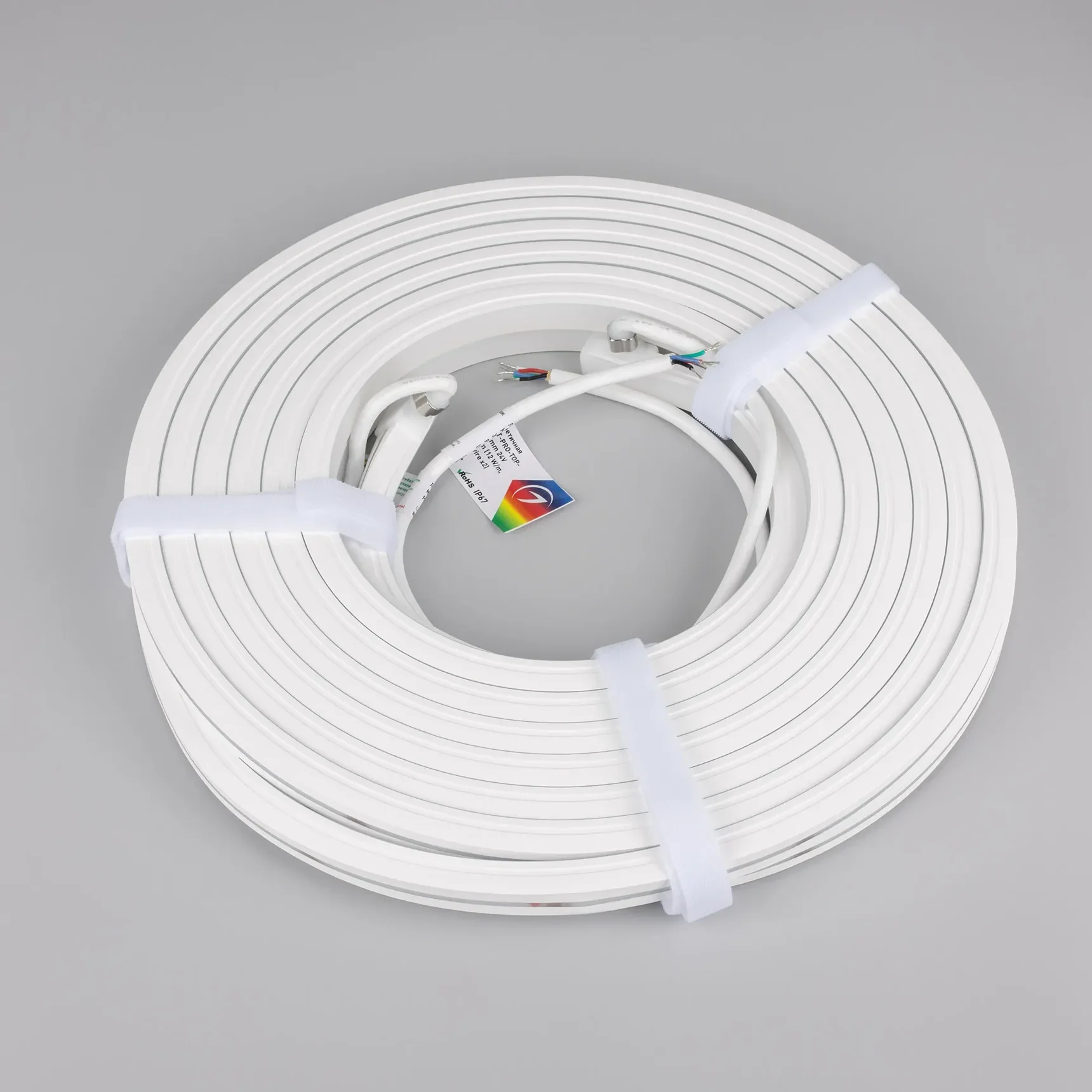 Светодиодная лента герметичная MOONLIGHT-PRO-TOP-X336-13x12mm 24V RGBW-Warm (12 W/m, IP67, 10m, wire x2) (Arlight, Вывод боковой, 5 лет) 055312