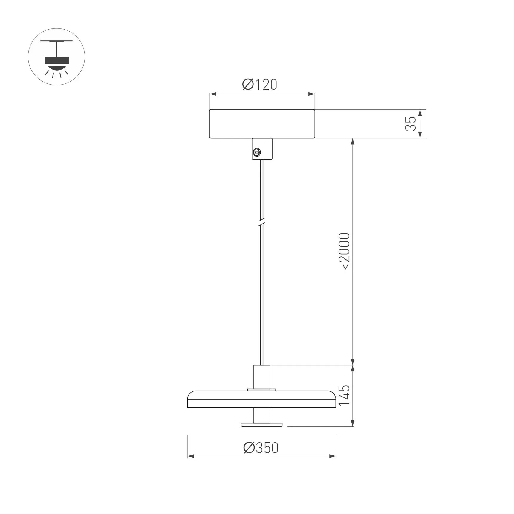 Светильник SP-KOTARO-R350-12W Warm3000 (BK-GR, 36 deg, 230V, TRIAC) (Arlight, IP20) 057223