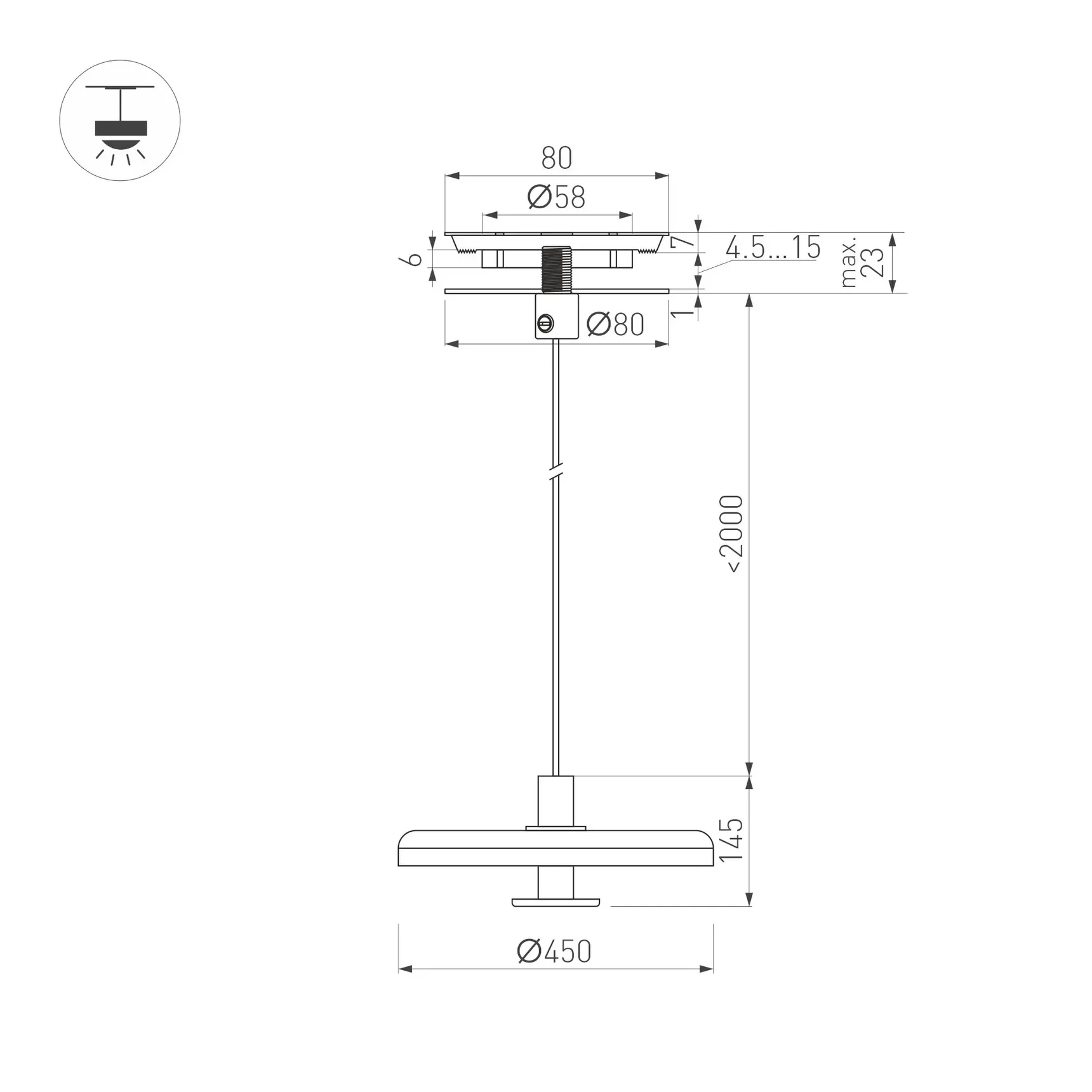 Светильник SP-KOTARO-R450-12W Warm3000 (BK-CF, 36 deg, 230V, TRIAC) (Arlight, IP20) 057233