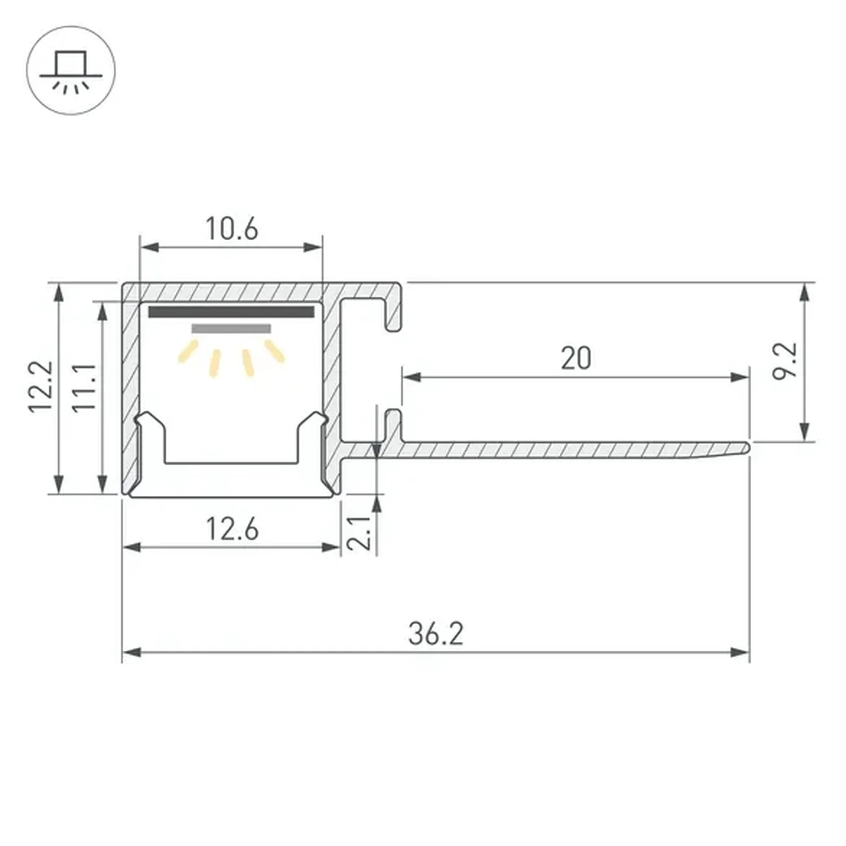 Профиль FANTOM-BENT-W12-SIDE-EDGE-2000 ANOD (Arlight, Алюминий) 057315