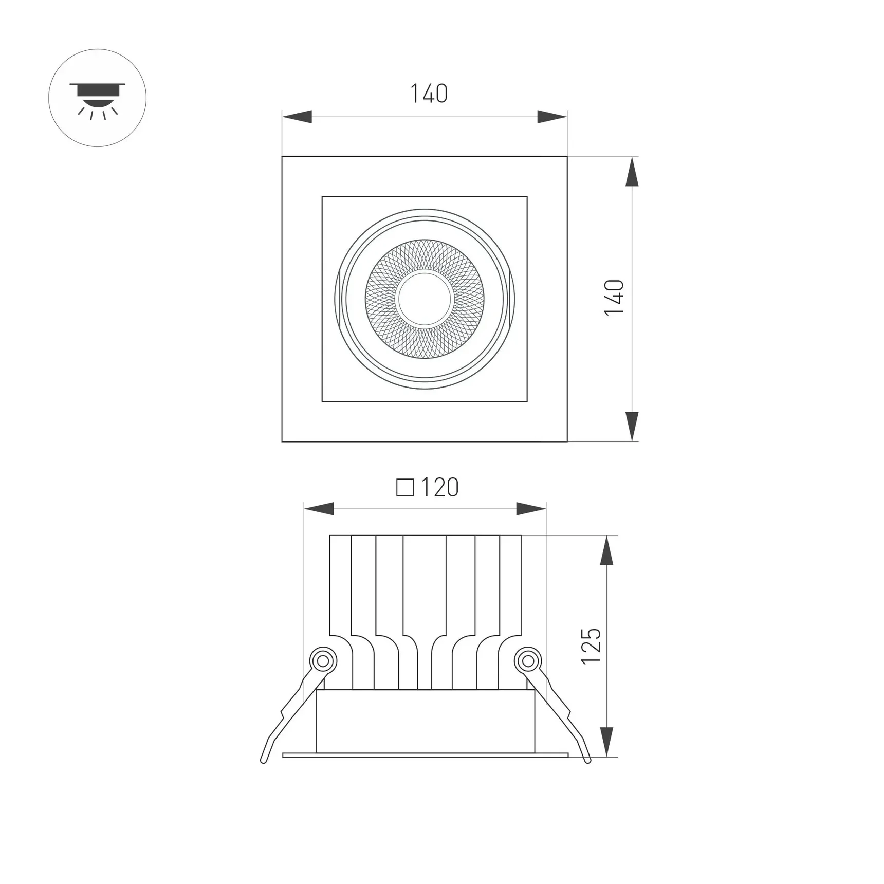 Светильник MS-VORTEX-BUILT-S140x140-30W Day4000 (WH-WH, 30 deg, 230V) (Arlight, IP20 Металл, 5 лет) 057923