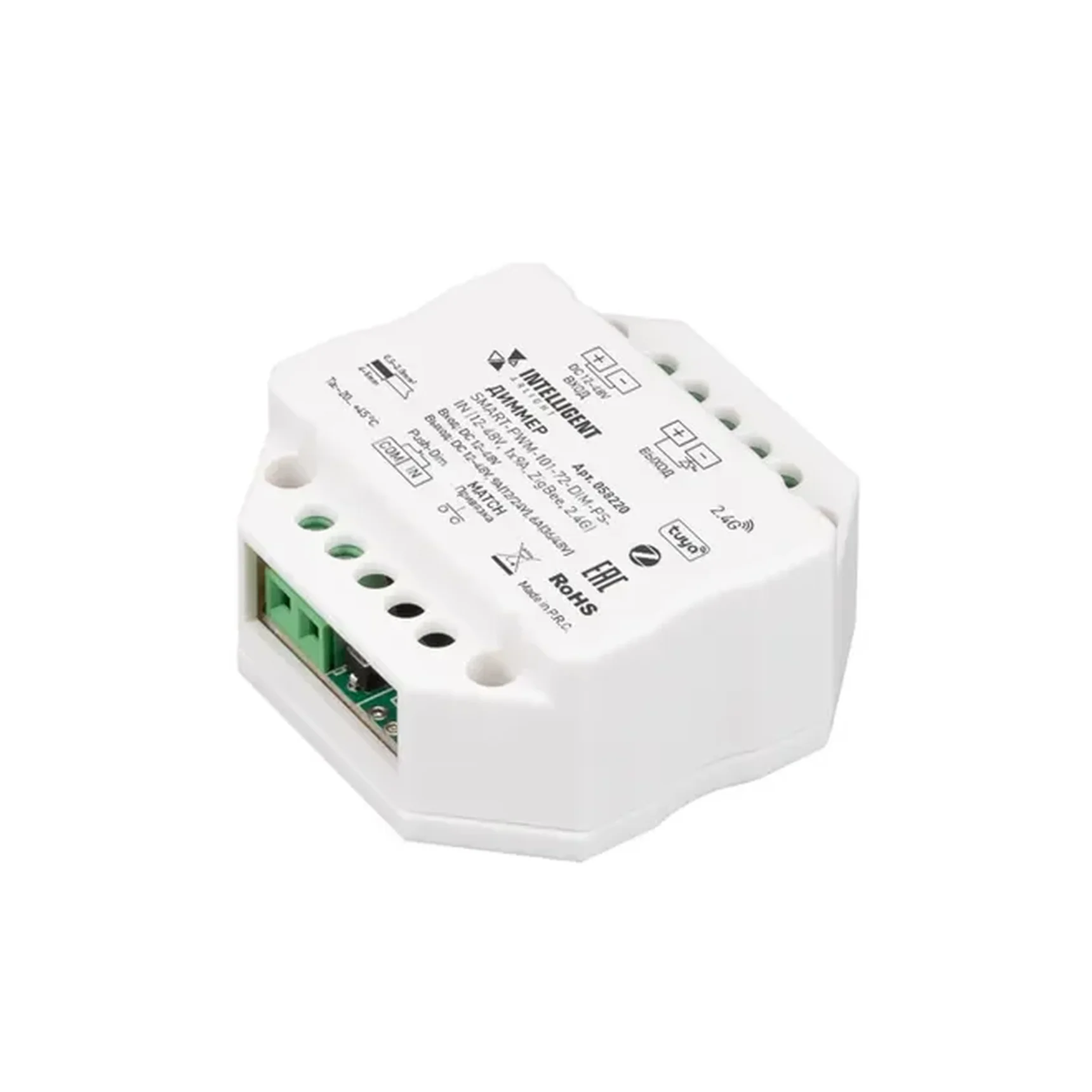 INTELLIGENT ARLIGHT Диммер SMART-PWM-101-72-DIM-PD-IN (12-48V, 1x9A, ZigBee, 2.4G) (IARL, IP20 Пластик, 5 лет) 058220
