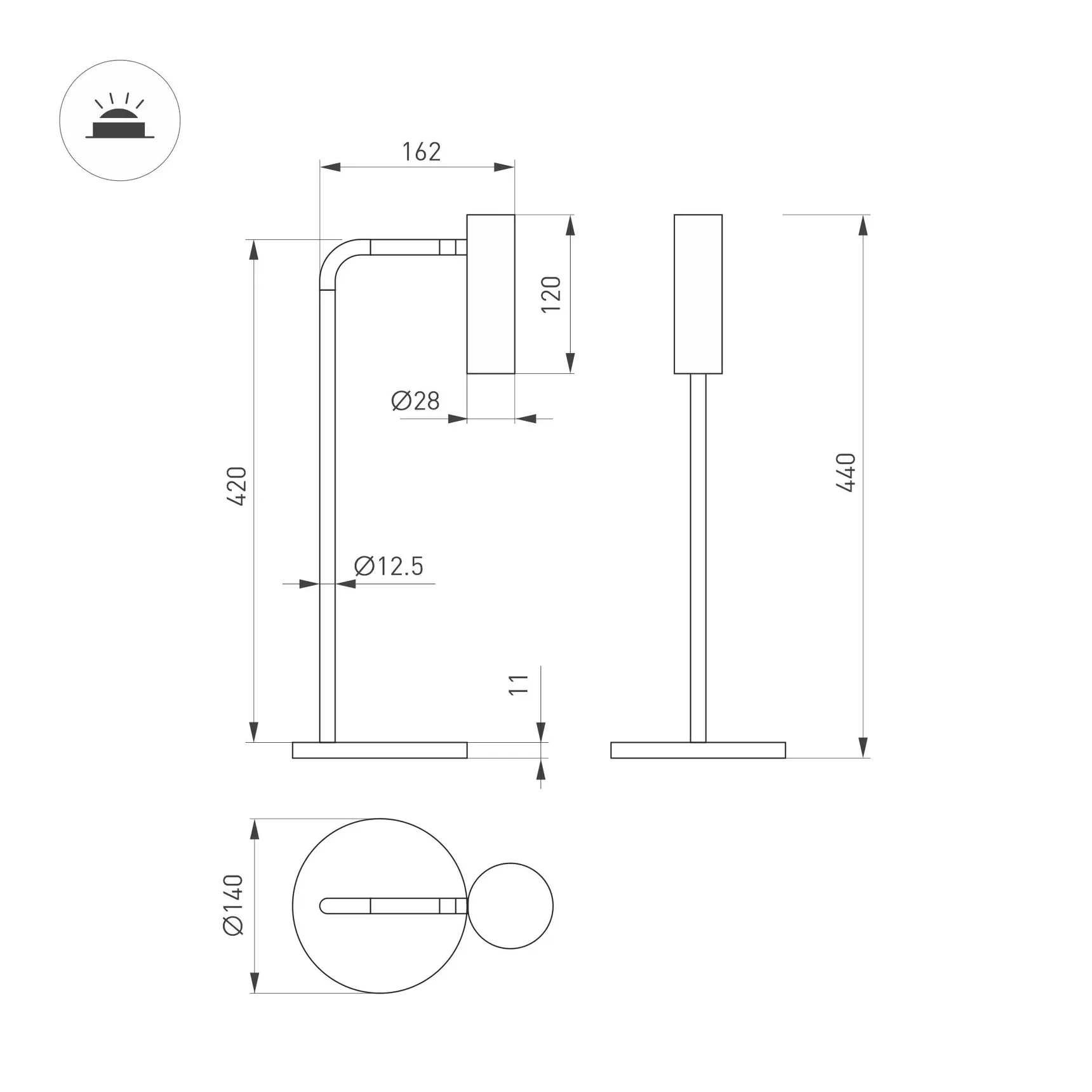 Светильник SP-VERDI-TAB-3W Warm3000 (BR, 20 deg, 230V) (Arlight, IP20 Металл, 3 года) 058489