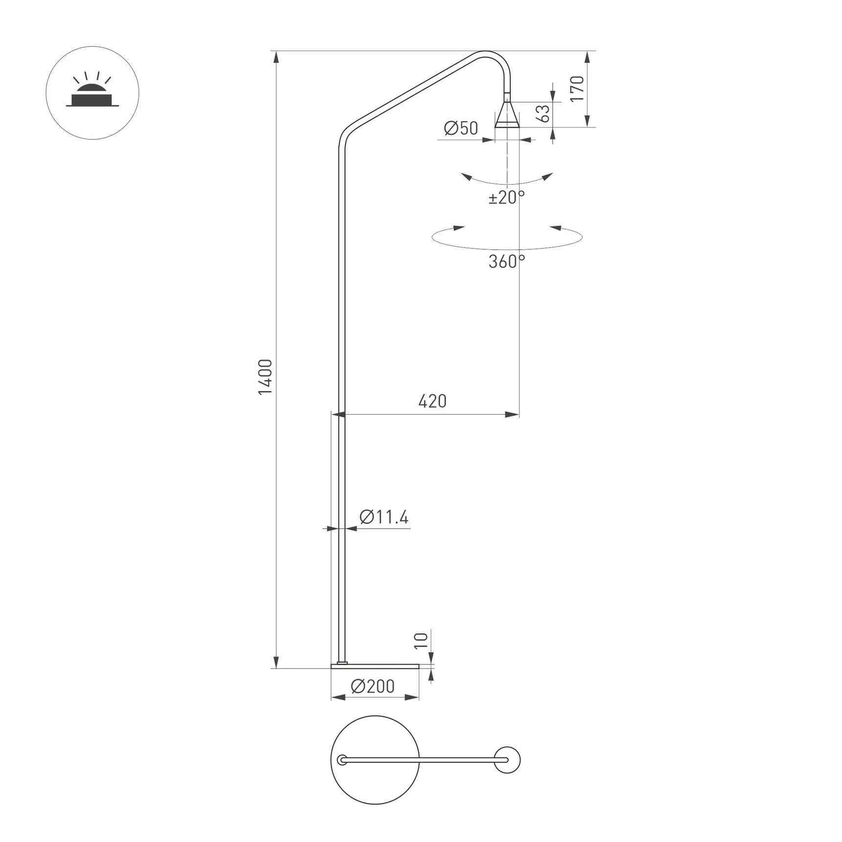 Светильник SP-RINAR-FLOOR-5W Warm3000 (BK, 36 deg, 230V) (Arlight, IP20 Металл, 5 лет) 059322