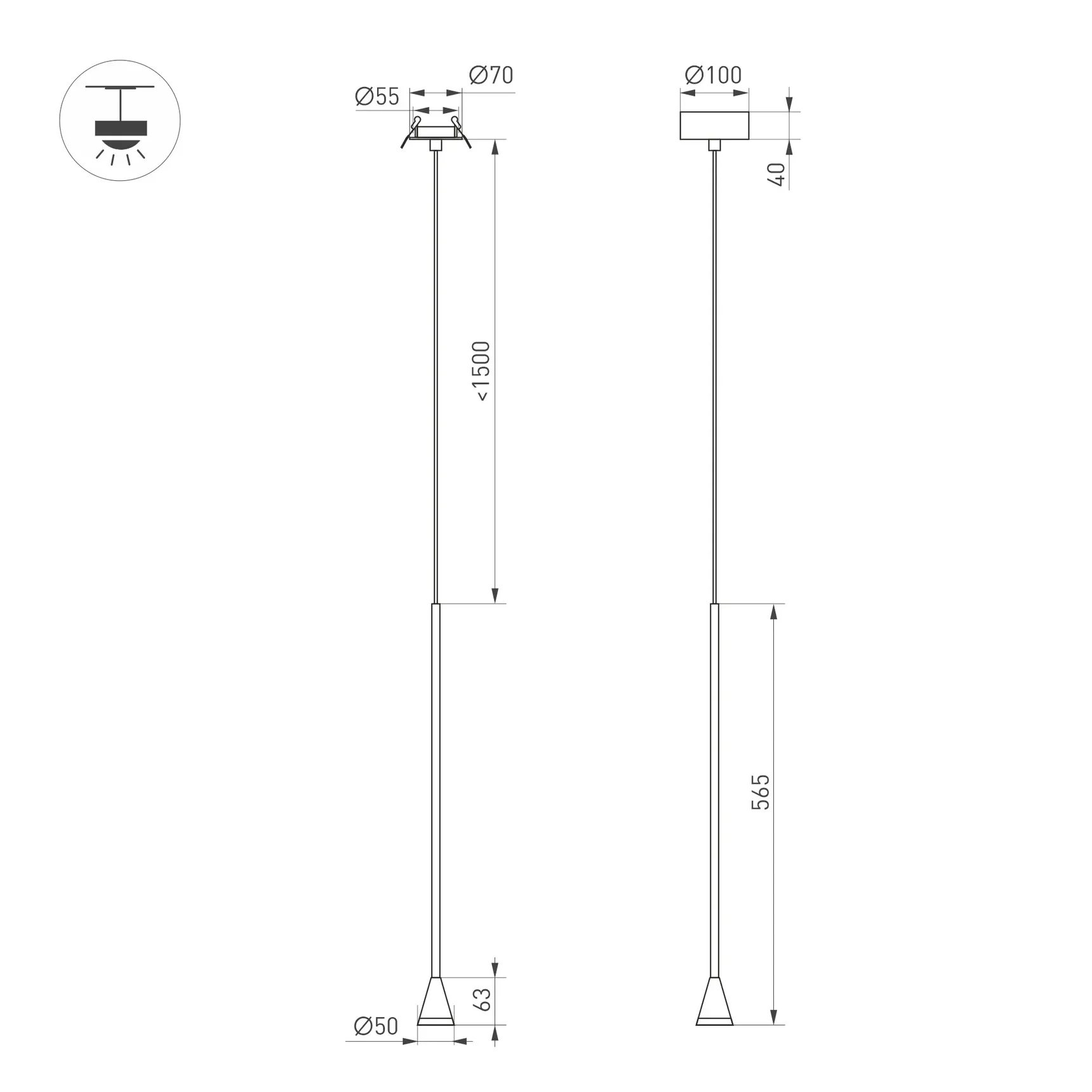 Светильник SP-RINAR-HANG-L565-5W Warm3000 (BK, 36 deg, 230V) (Arlight, IP20 Металл, 5 лет) 059323