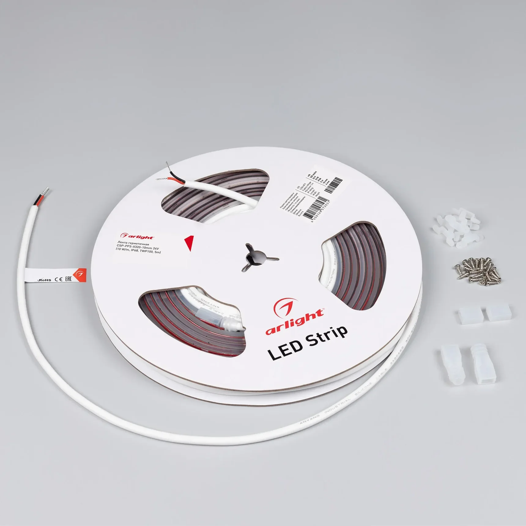 Светодиодная лента герметичная CSP-PFS-X320-10mm 24V Warm2400 (10 W/m, IP68, TWP100, 5m) (Arlight, -) 060277