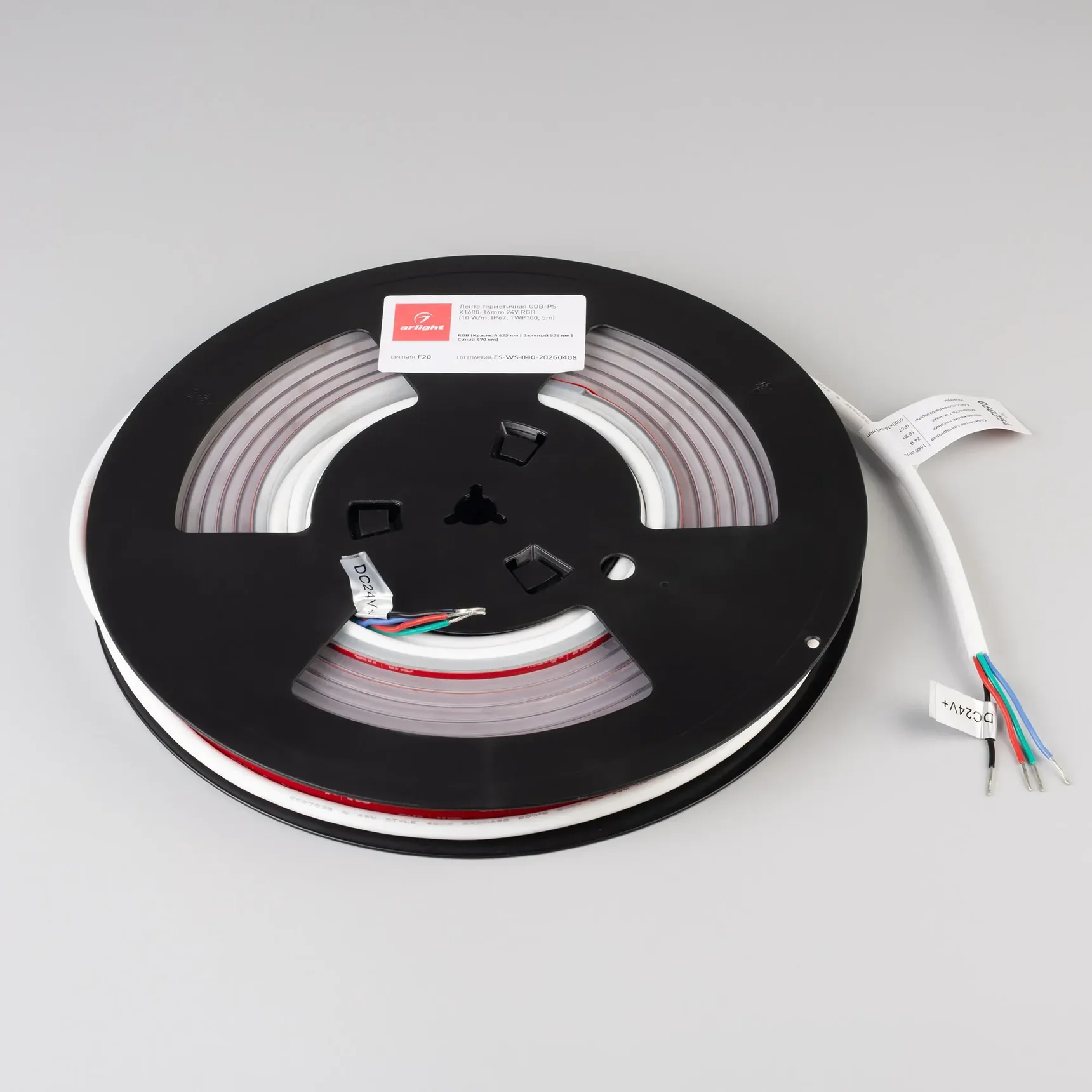 Светодиодная лента герметичная COB-PS-X1680-14mm 24V RGB (10 W/m, IP67, TWP100, 5m) (Arlight, -) 060354
