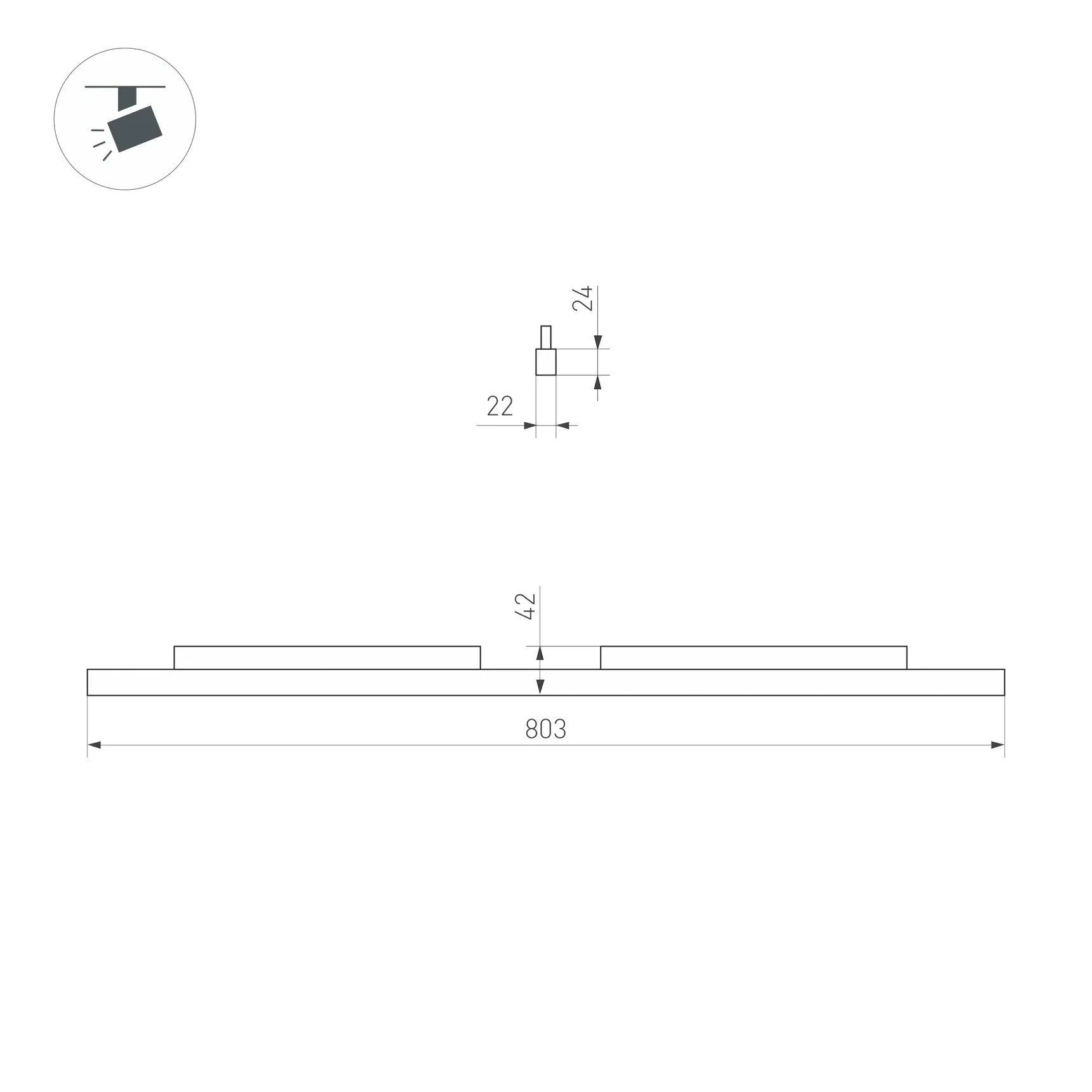 Светильник MAG-ORIENT-FLAT-L800-27W Warm3000 (BK, 100 deg, 48V, DALI) (Arlight, IP20 Металл, 5 лет) 060473