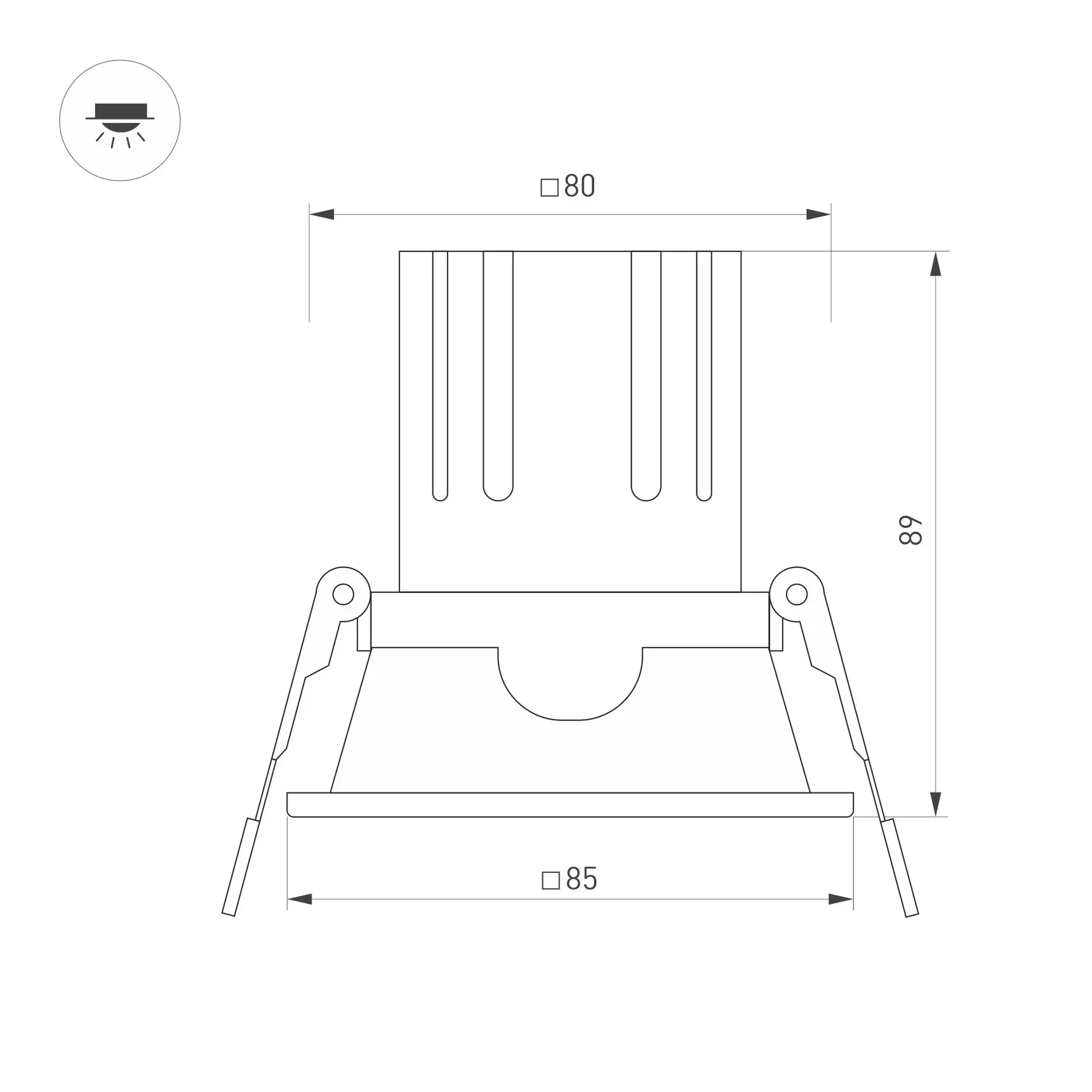 Светильник MS-FLOW-BUILT-S85x85-6W Warm3000 (WH, 55 deg, 230V) (Arlight, IP20 Металл, 5 лет) 060941