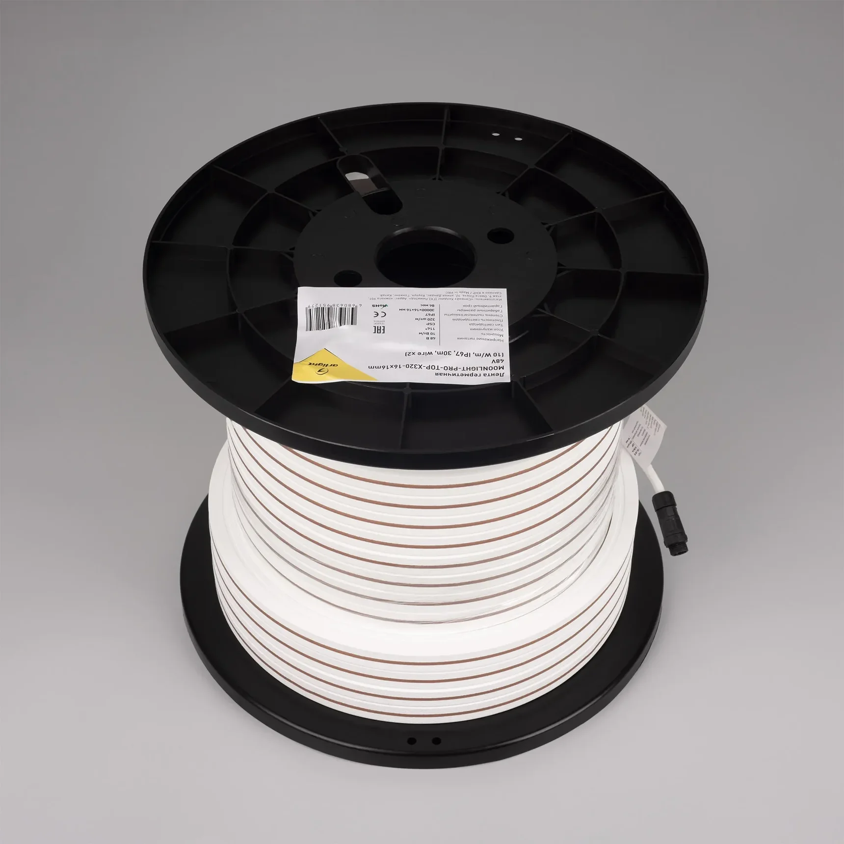 Светодиодная лента герметичная MOONLIGHT-PRO-TOP-X320-16x16mm 48V Warm3000 (10 W/m, IP67, 30m, wire x2) (Arlight, Вывод боковой, 7 лет) 061068
