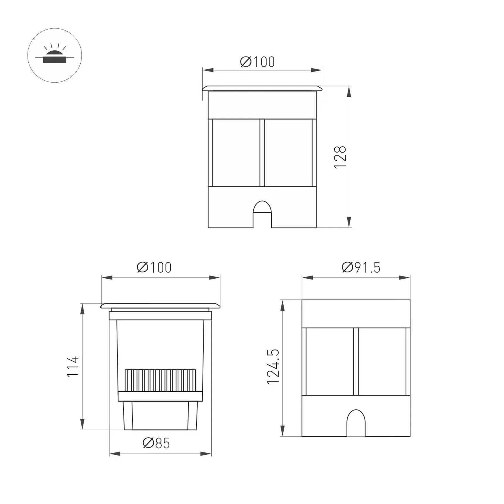 Светильник LTD-DAFNA-GROUND-R100-6W Warm3000 (SL, 35 deg, 230V) (Arlight, IP67 Металл, 5 лет) 061176
