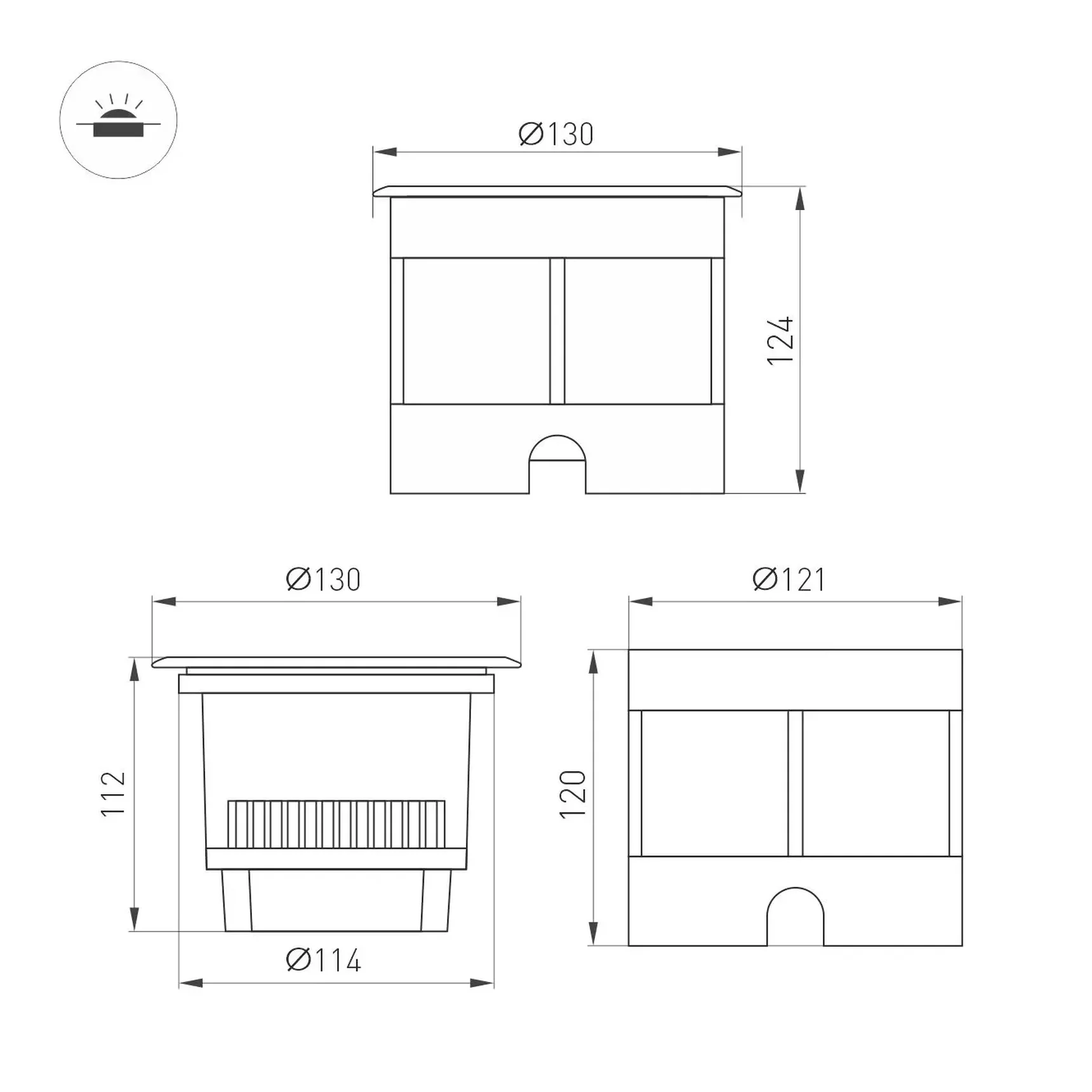 Светильник LTD-DAFNA-GROUND-R130-11W Day4000 (SL, 20 deg, 230V) (Arlight, IP67 Металл, 5 лет) 061186