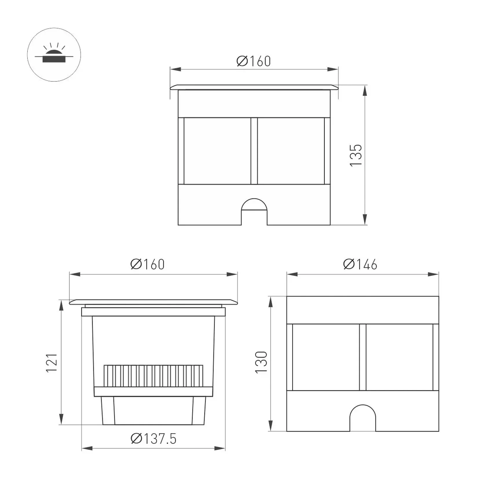 Светильник LTD-DAFNA-GROUND-R160-16W Day4000 (SL, 35 deg, 230V) (Arlight, IP67 Металл, 5 лет) 061199