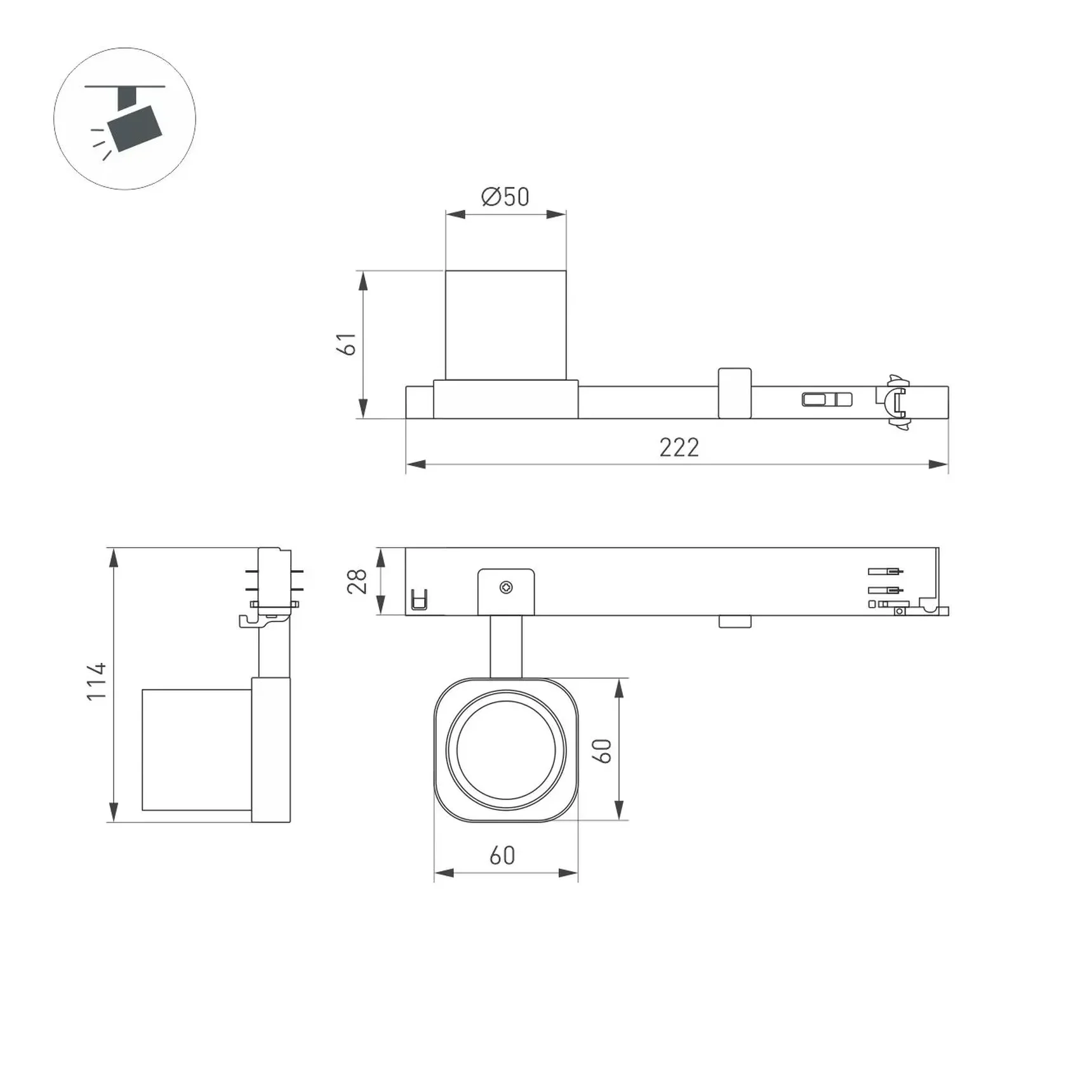 Светильник LGD-DIAFILM-4TR-R60-10W Warm3000 (WH, 20 deg, 230V) (Arlight, IP20 Металл, 5 лет) 061452