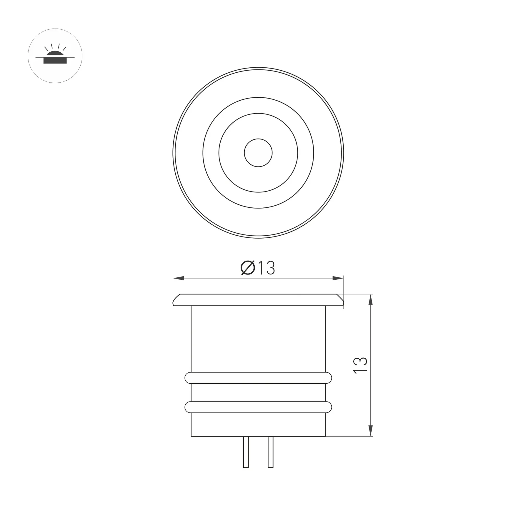 Светильник ART-PICCOLO-BUILT-R13-1W Warm3000 (BK, 30 deg, 3V) (Arlight, IP40 Металл, 3 года) 061671