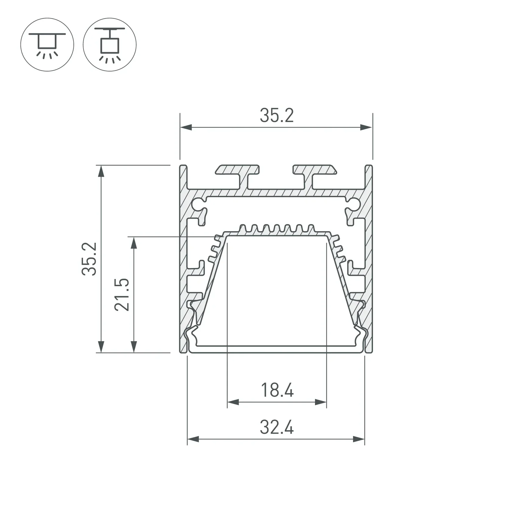 Профиль LINE-3535-TRAY-3000 ANOD (Arlight, Алюминий) 062189