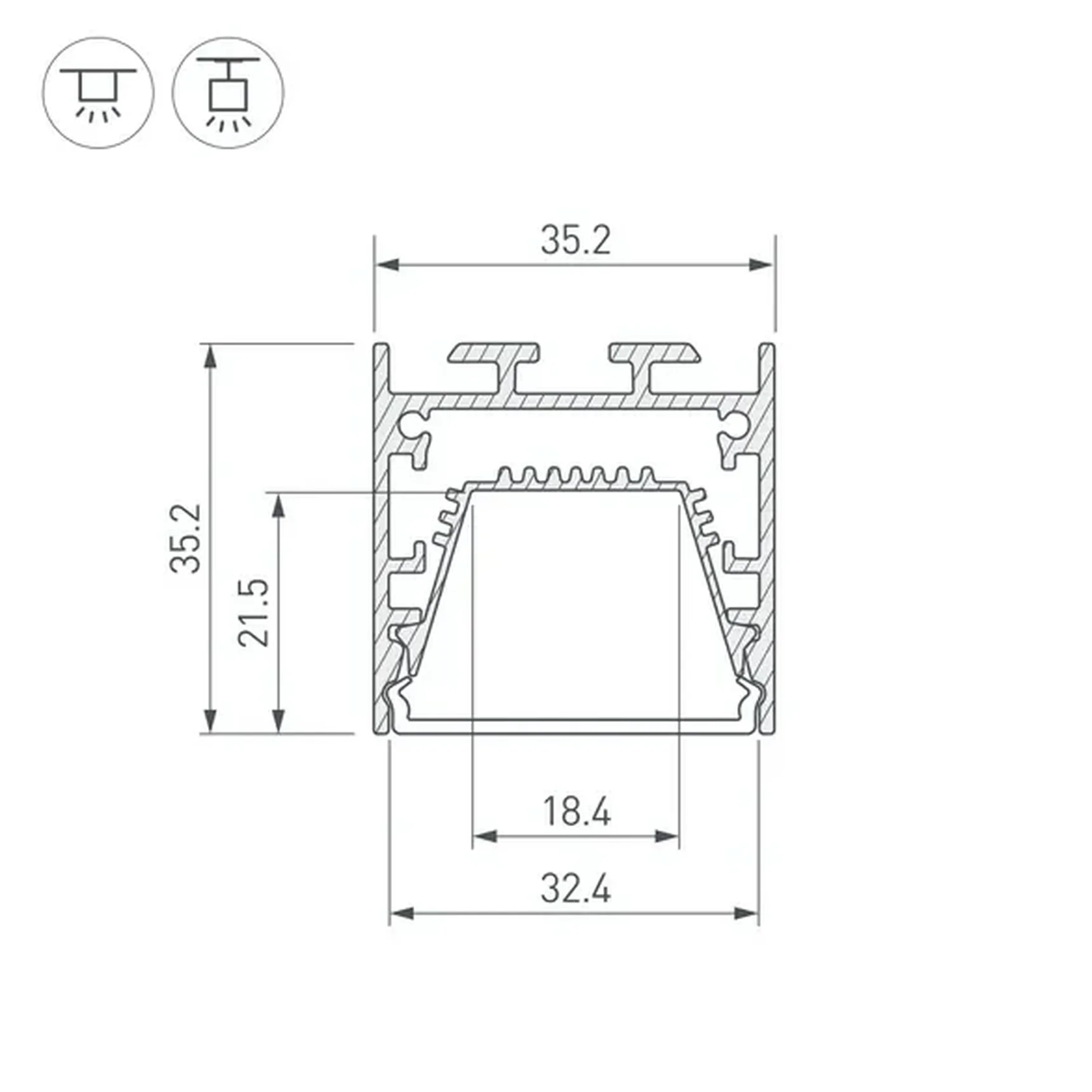 Профиль LINE-3535-TRAY-2000 BLACK (Arlight, Алюминий) 062192