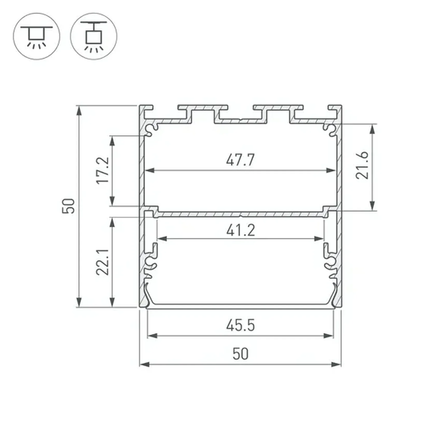 Профиль LINE-M-5050-2000 WHITE (Arlight, Алюминий) 062210