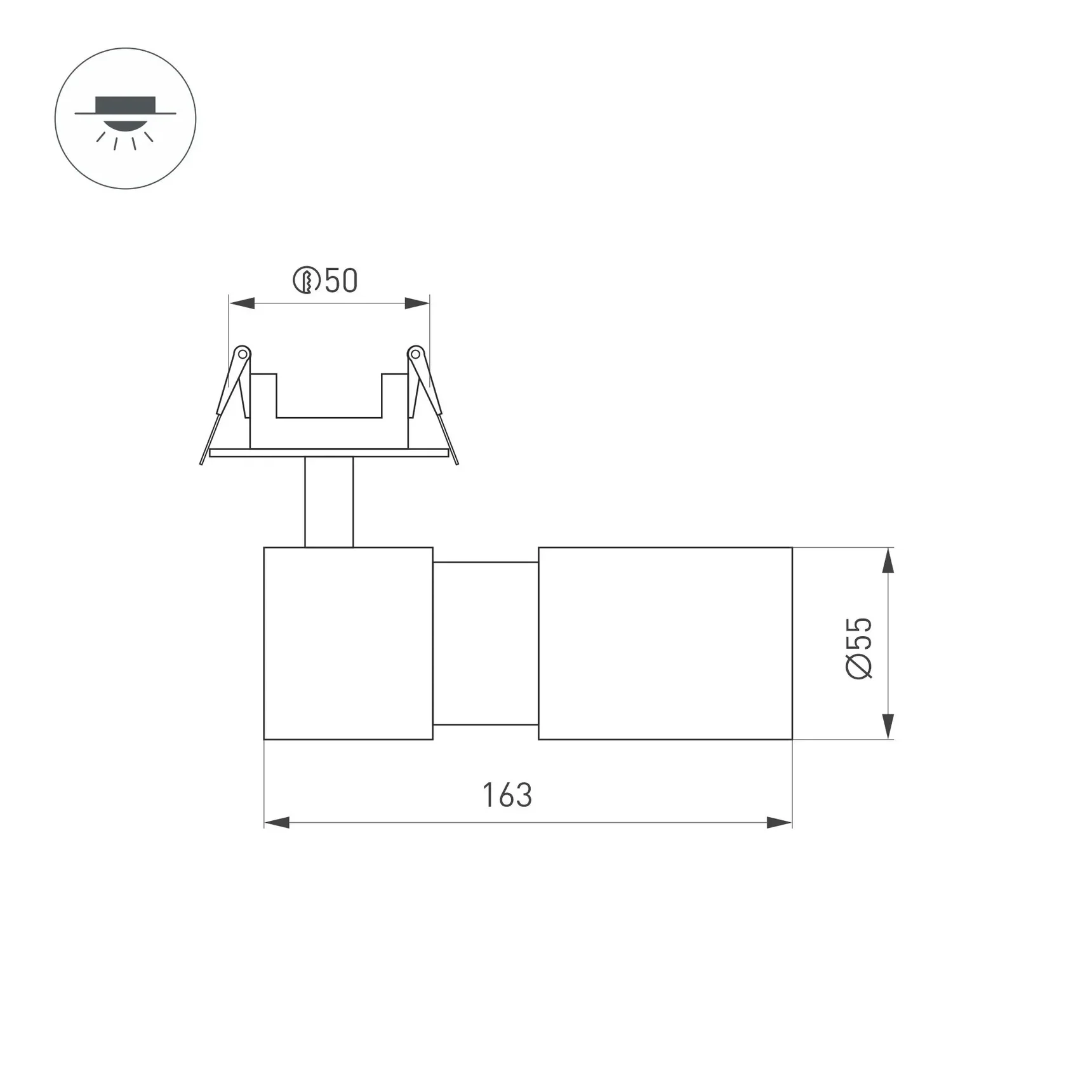 Светильник LGD-ARTEMIS-BUILT-FLAP-R55-12W Warm2700 (BK, 8-80 deg, 230V) (Arlight, IP20 Металл, 5 лет) 062274