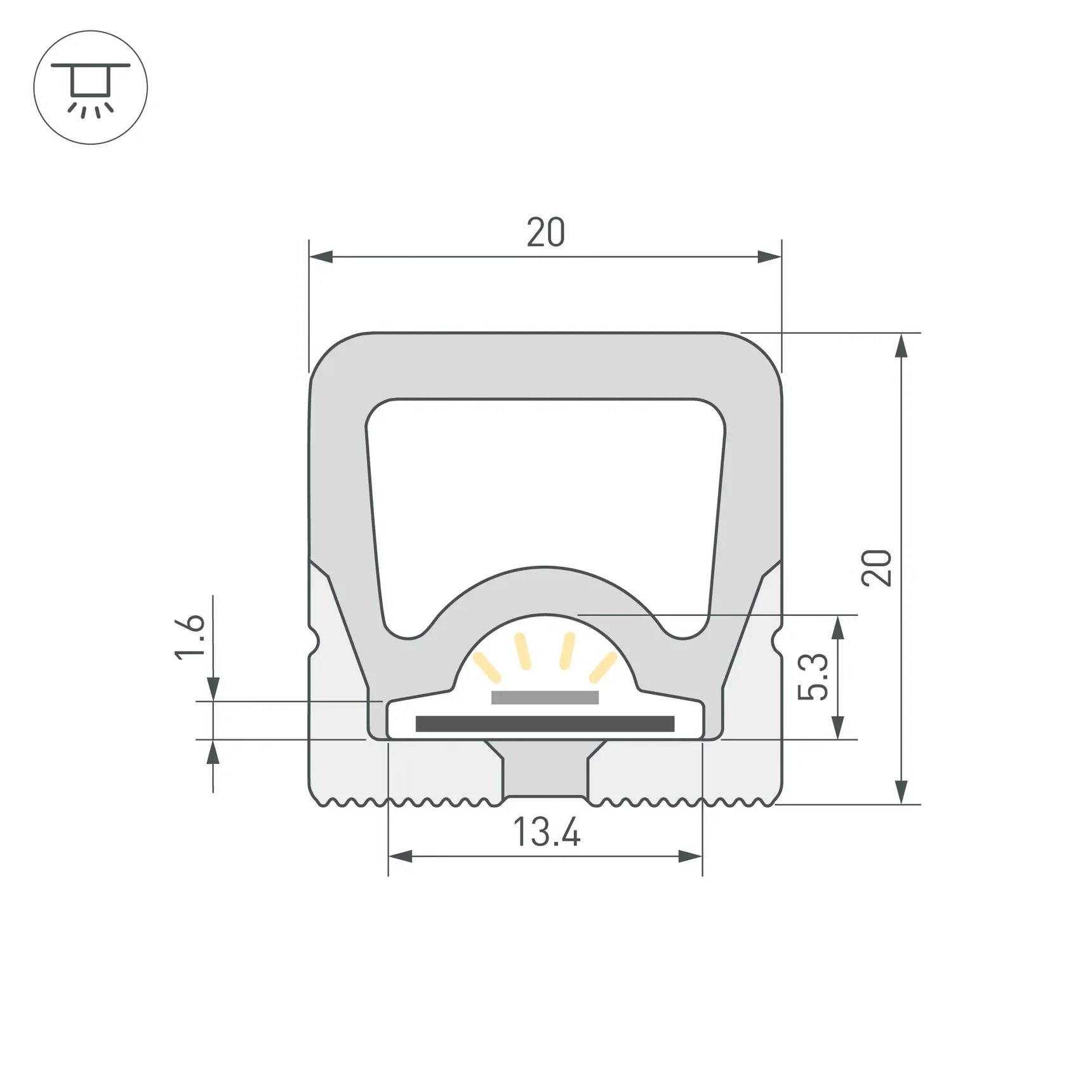 Силиконовый профиль WPH-FLEX-2020-TOP-S13-5m WHITE (Arlight, Силикон) 062404