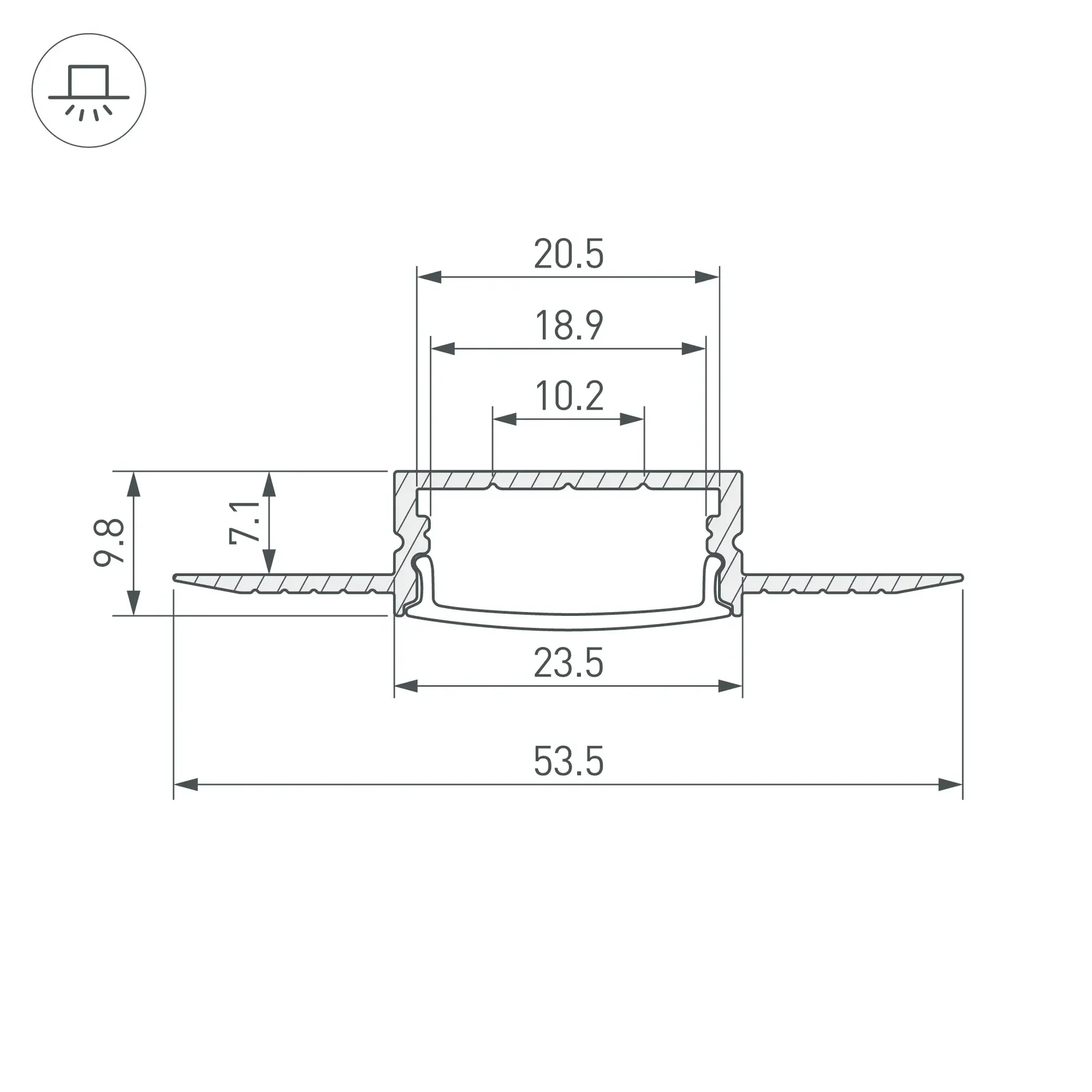 Профиль FANTOM-W20-H10-3000 ANOD (Arlight, Алюминий) 062556