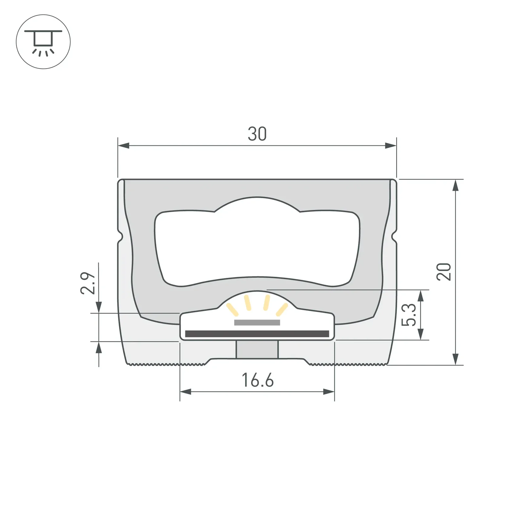 Силиконовый профиль WPH-FLEX-3020-TOP-S16-20m WHITE (Arlight, Силикон) 062840