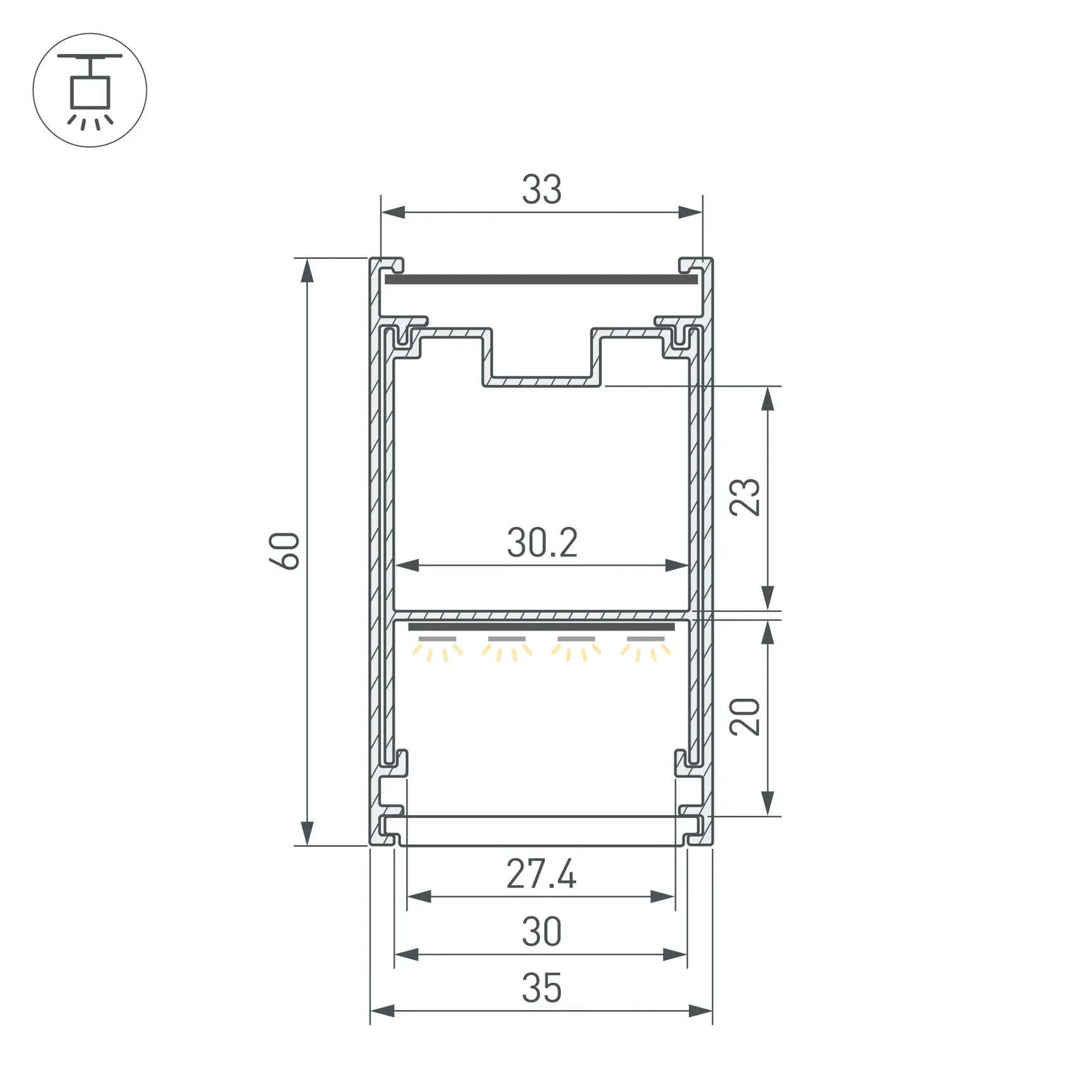 Профиль LINE-3560-BENT-SIDE-2000 ANOD (Arlight, Алюминий) 062978