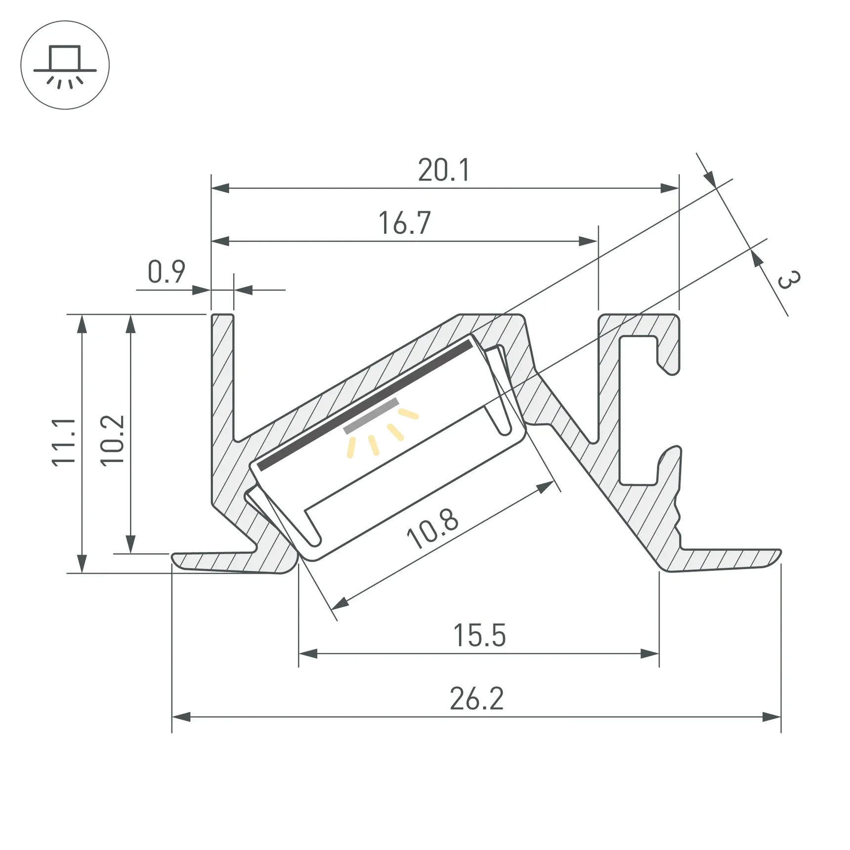 Профиль PDS-BEVEL-F-2000 ANOD (Arlight, Алюминий) 063456