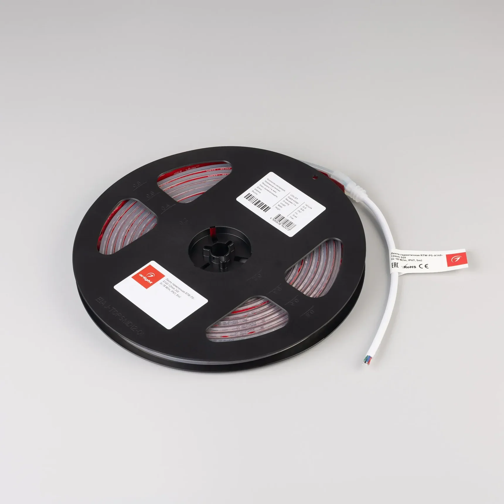 Светодиодная лента герметичная RTW-PS-A140-12mm 24V Warm3000 (4-18 W/m, IP67, 5m) (Arlight, CRI>90) 063854
