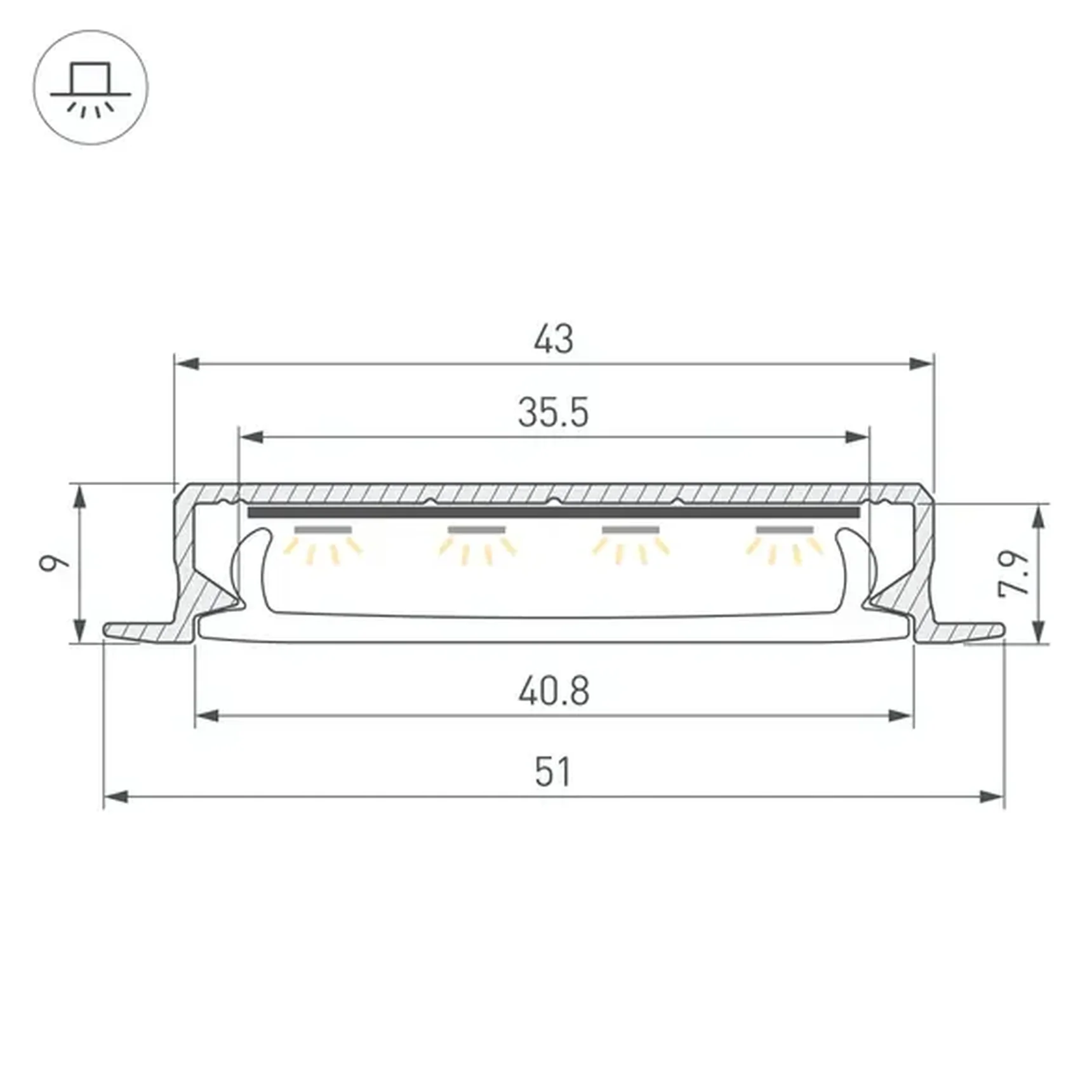 Профиль SL-LINIA40-F-H9-2000 ANOD (Arlight, Алюминий) 063906