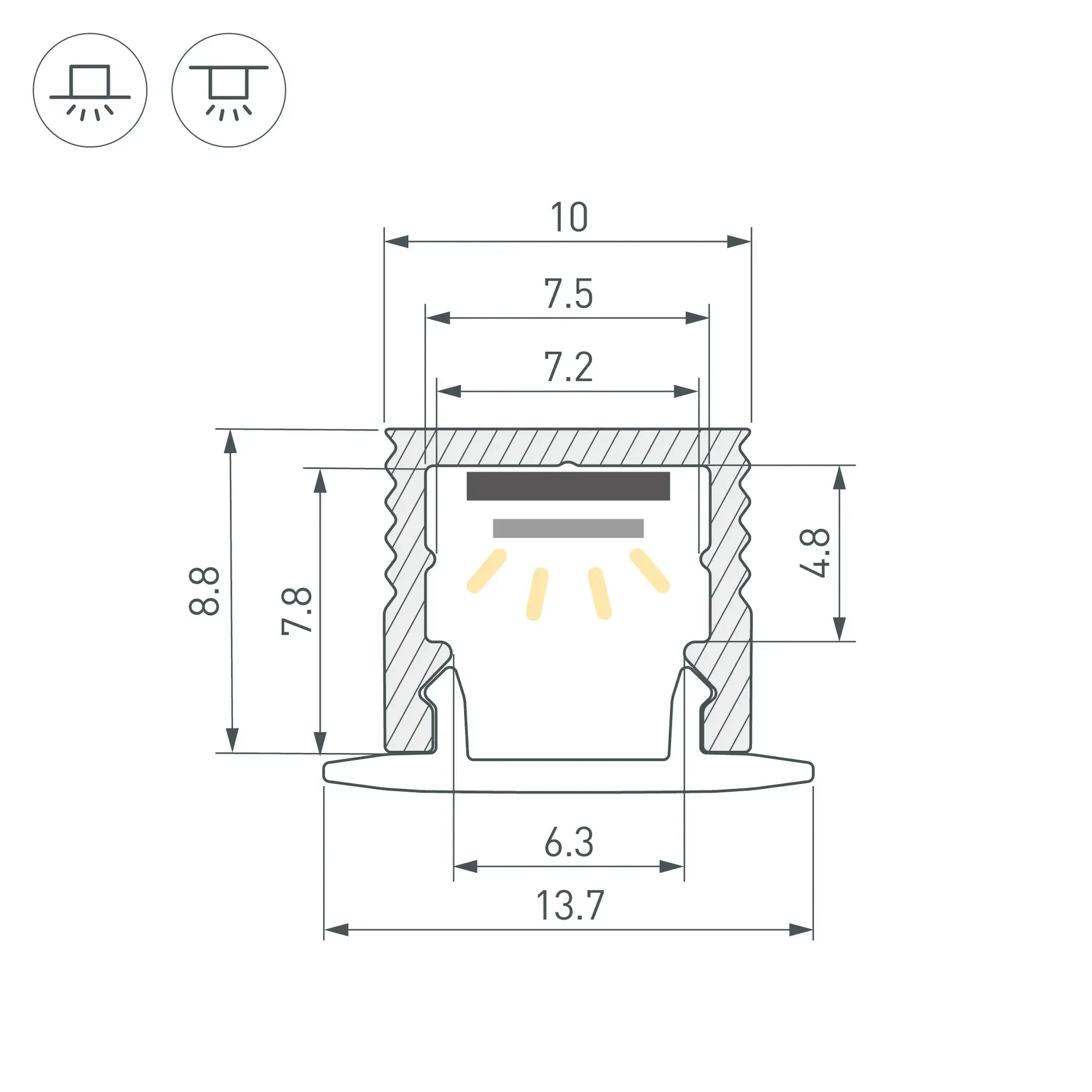 Профиль SL-MINI-10-3000 ANOD (Arlight, Алюминий) 064305
