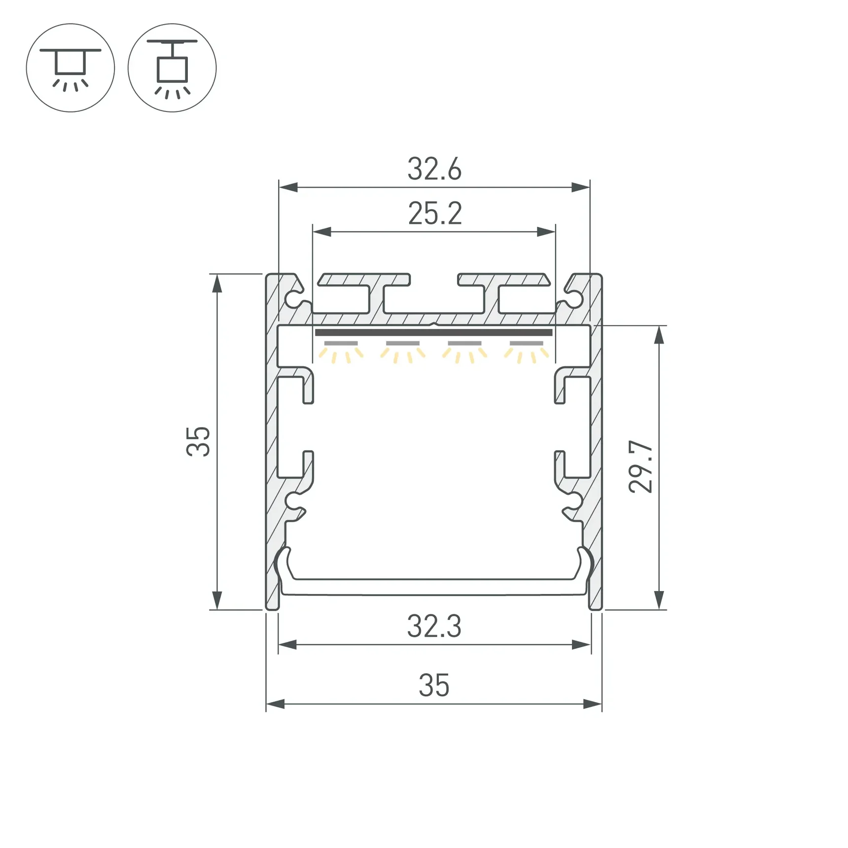 Профиль SL-LINE-3535-3000 ANOD с рефлектором (Arlight, Алюминий) 064462