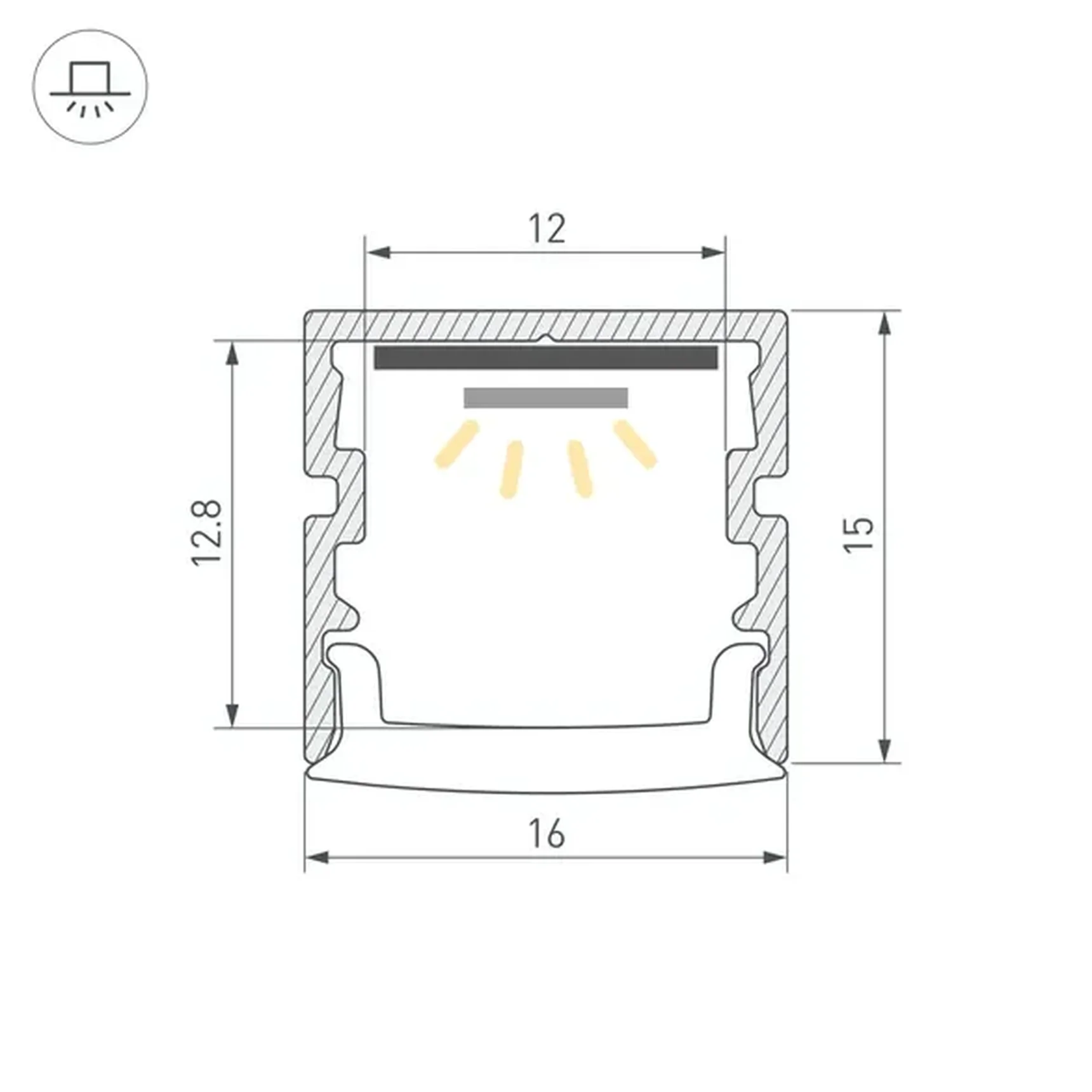 Профиль FANTOM-BENT-W16-SIDE-2000 ANOD (Arlight, Алюминий) 064487