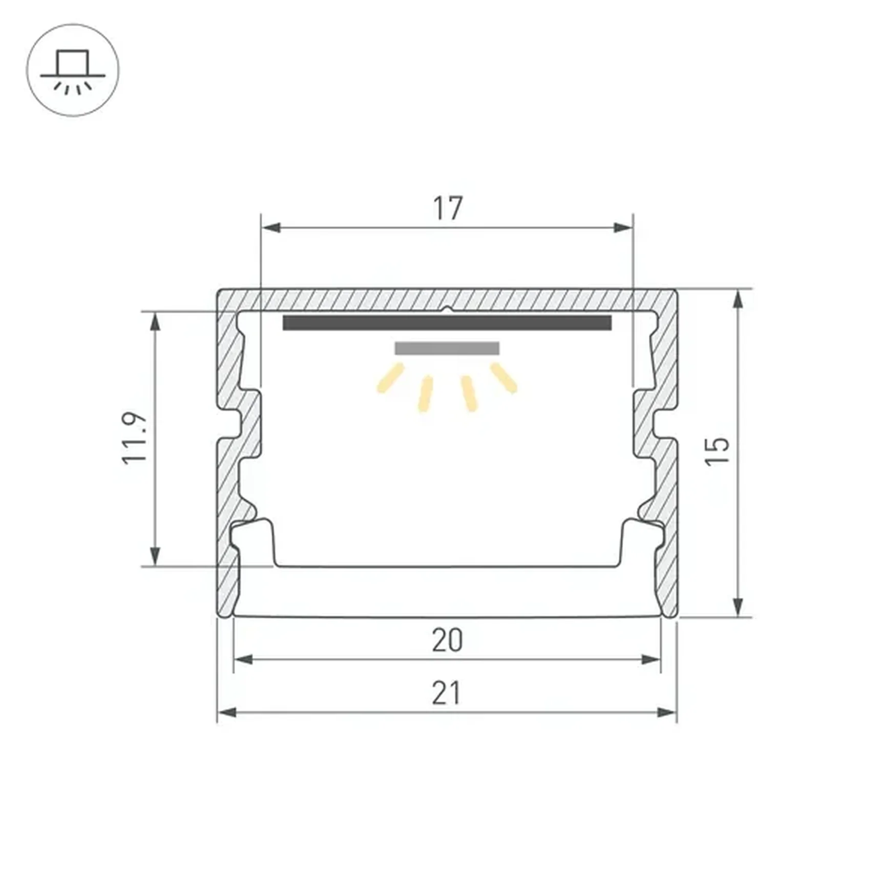 Профиль FANTOM-BENT-W21-SIDE-2000 ANOD (Arlight, Алюминий) 064492