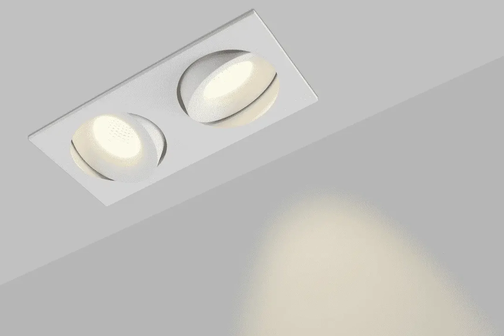 Корпус светильника потолочный встраиваемый наклонно-поворотный, COMBO-2S2-WH, Белый, IP20, COMBO-2S2-WH