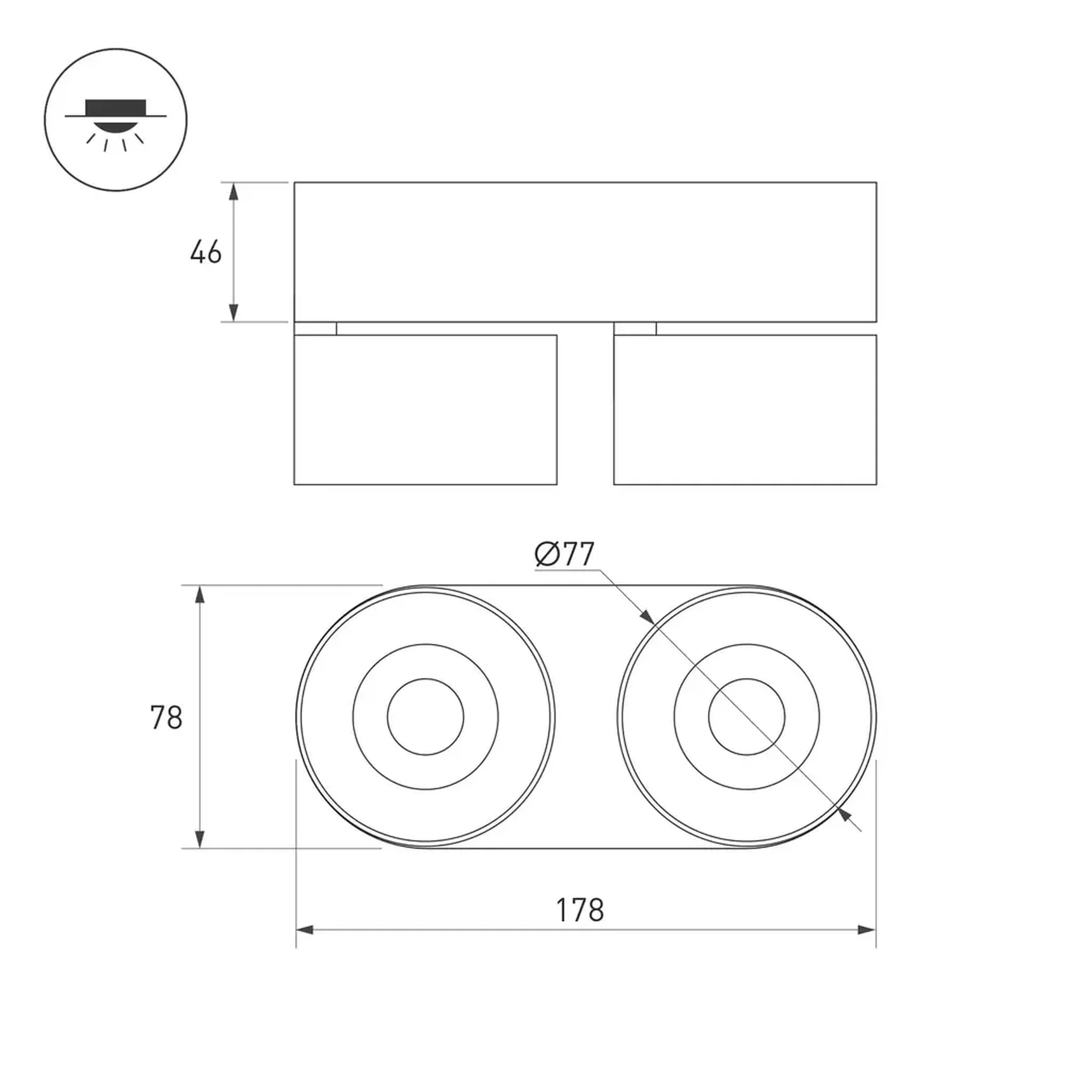 Светильник SP-PLURIO-SURFACE-RS179x78-18W Day4000 (BK-BRS, 36 deg, 230V) (Arlight, IP20 Металл, 3 года)
