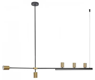 Люстра Рия латунь L120 h116/86/46 GU10 5*5W+Led 12W (3000K)
