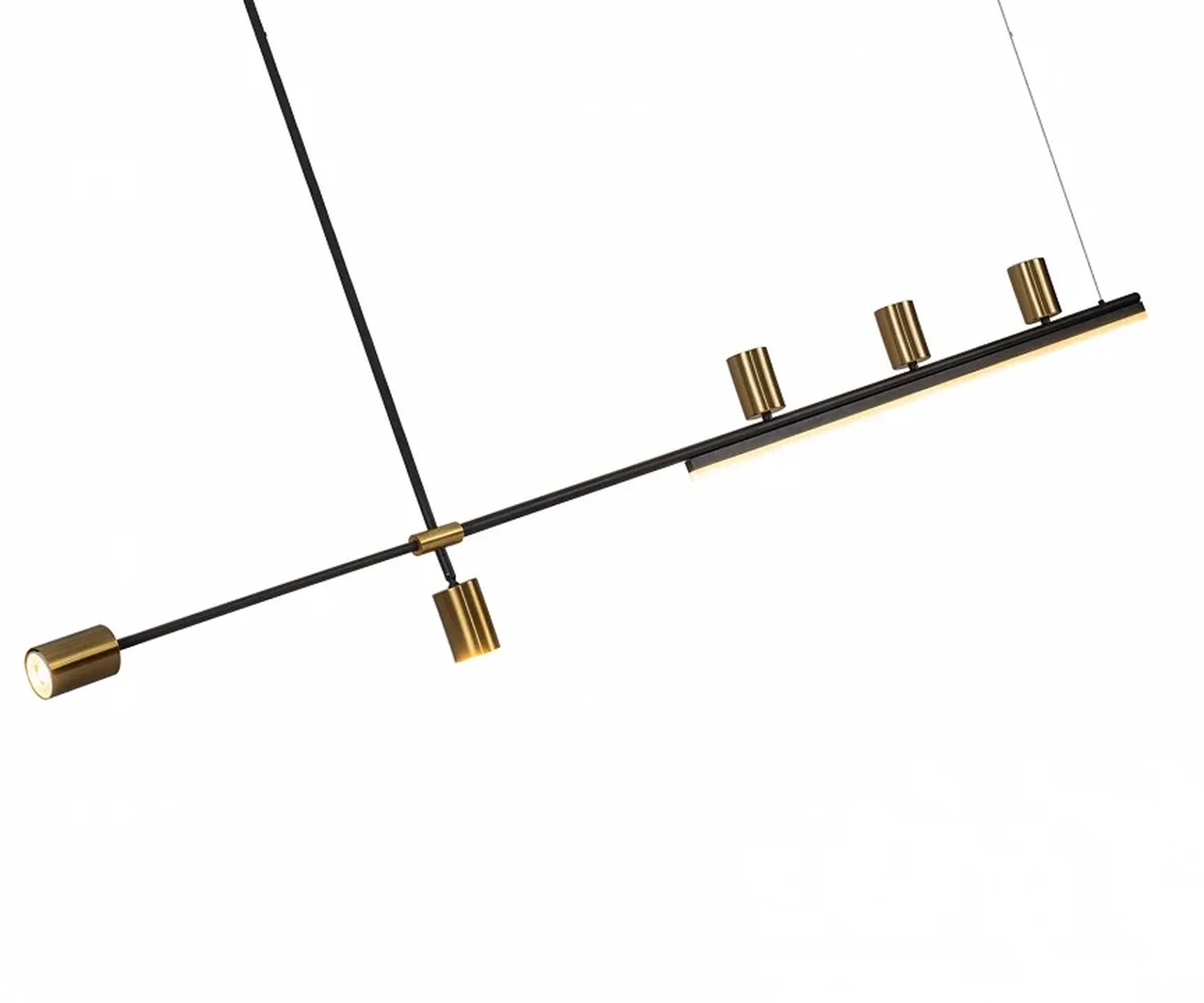 Люстра Рия латунь L150 h116/86/46 GU10 5*5W+Led 15W (3000K)