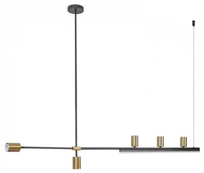 Люстра Рия латунь L150 h116/86/46 GU10 5*5W+Led 15W (3000K)