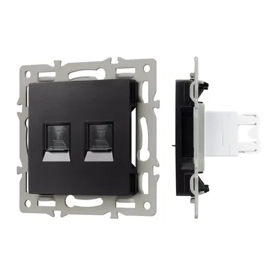 Механизм компьютерной розетки двойной SCT-MPC2-PL-BK (RJ-45, CAT6) (Arlight, -)