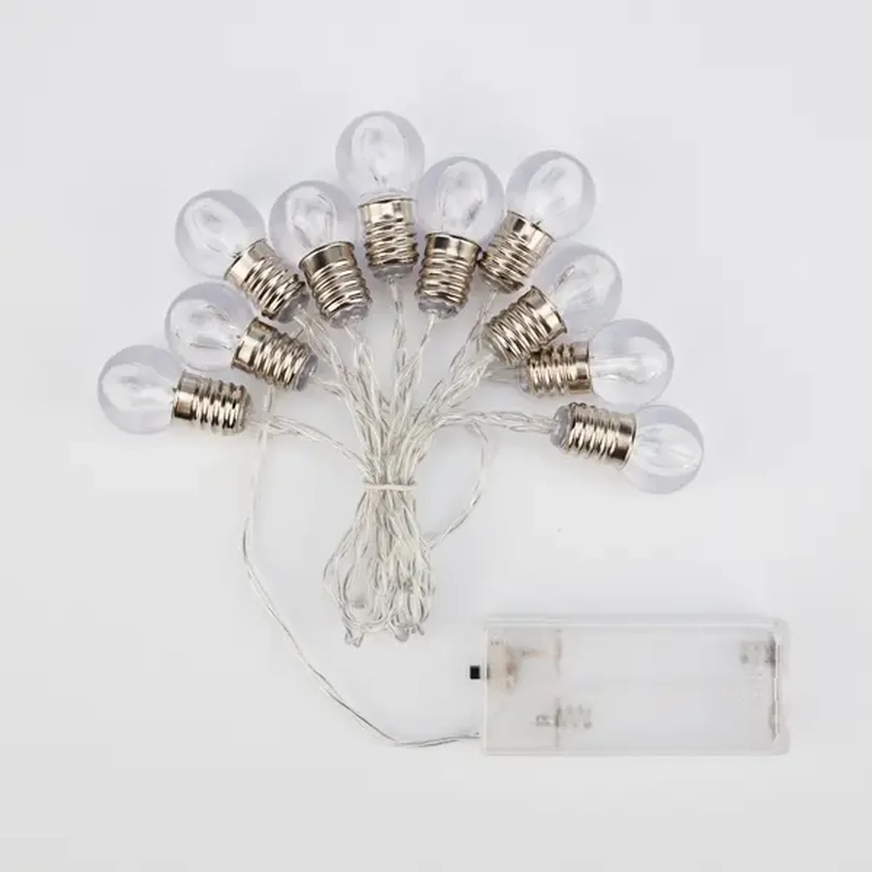 Гирлянда светодиодная Лампочки 10 LED, 1.5 м, прозрачный ПВХ, теплый белый цвет свечения, 2 х АА (батарейки не в комплекте) NEON-NIGHT