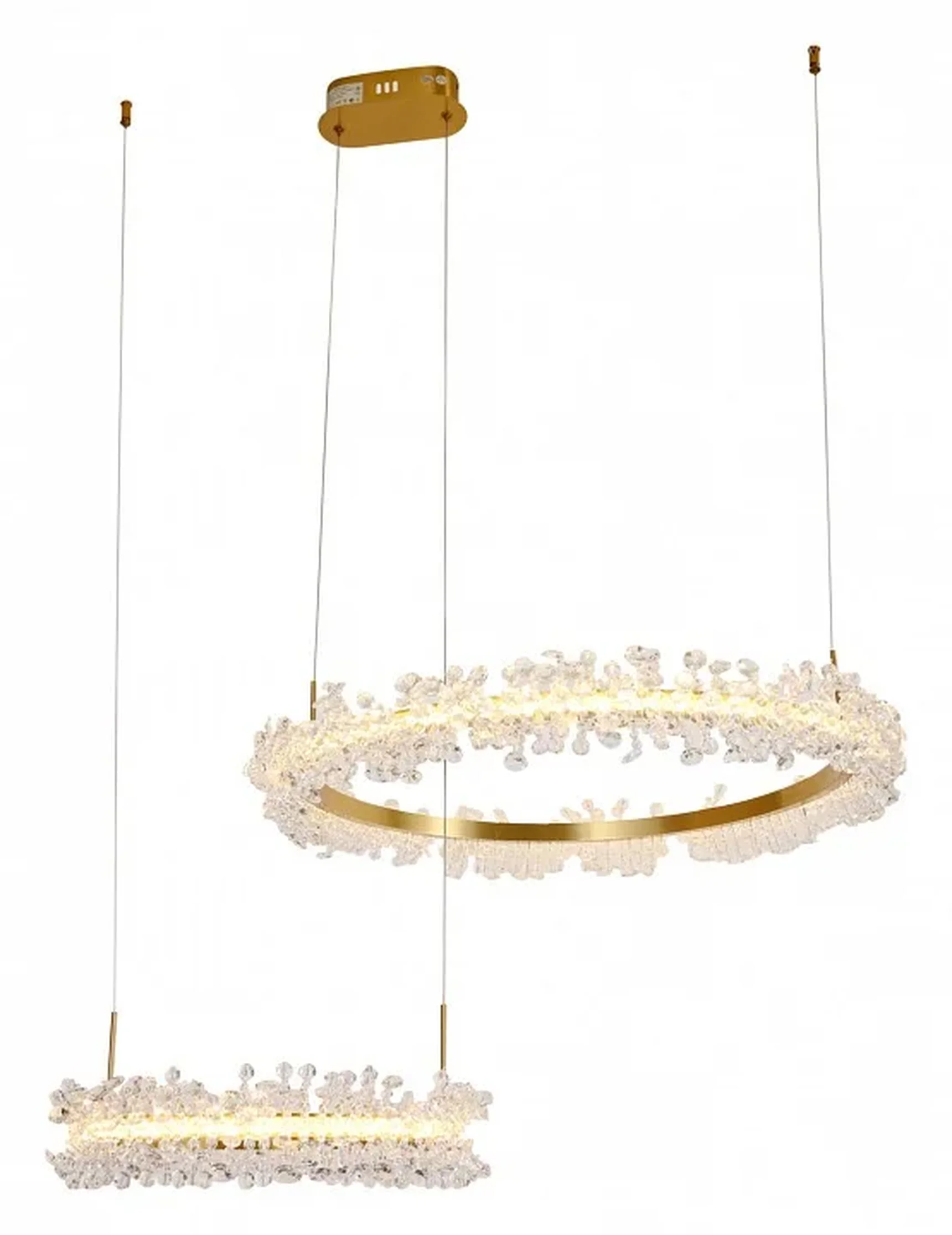 08245,36PA Подвесной светильник Лаура латунь d40+60 h150 Led 60W (3000K) с пультом ДУ