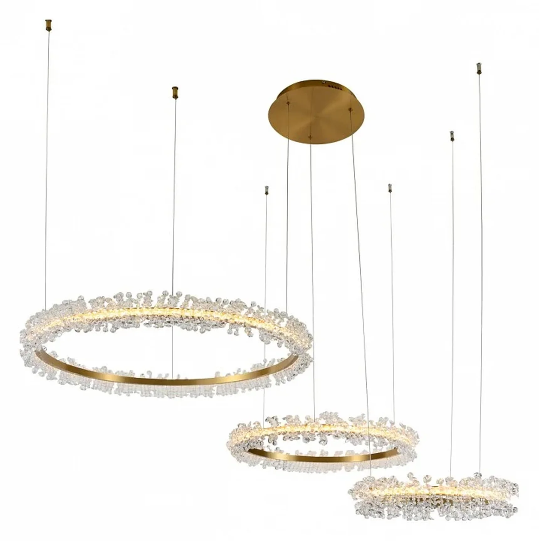 Подвесной светильник Лаура латунь d40+60+80 h150 Led 110W (3000K) с пультом ДУ (артикул:08246,36PA)