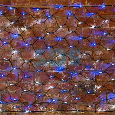 Гирлянда Сеть 2х0,7м, черный ПВХ, 176 LED Белые/Синие