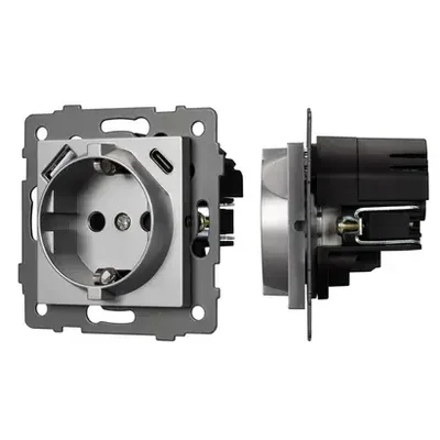 Механизм розетки с USB зарядкой SCT-MUAC-PL-GR-V (250V, 16A) (Arlight, -)